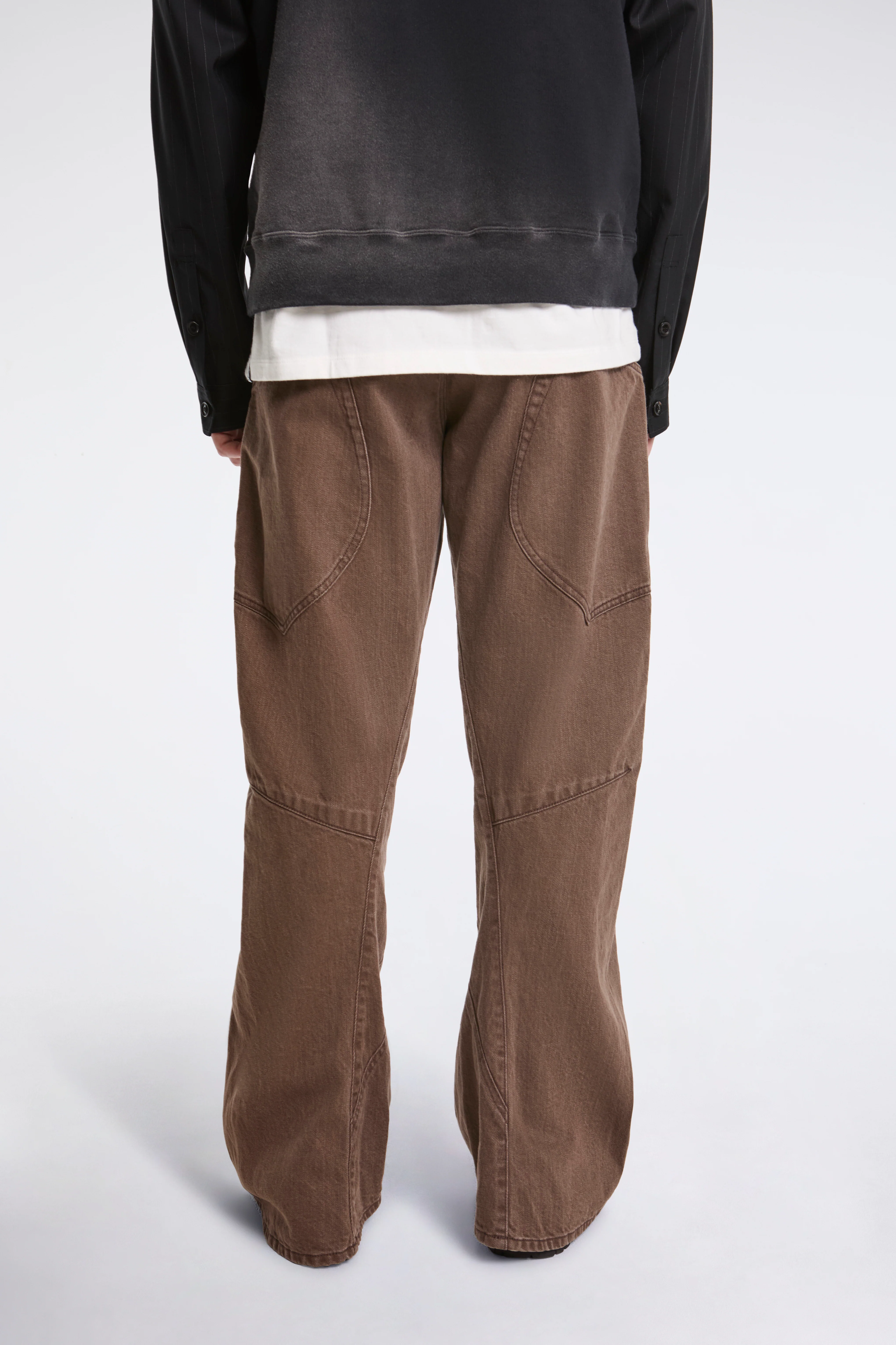 3D Cutting Denim Pants Brown - Image 4
