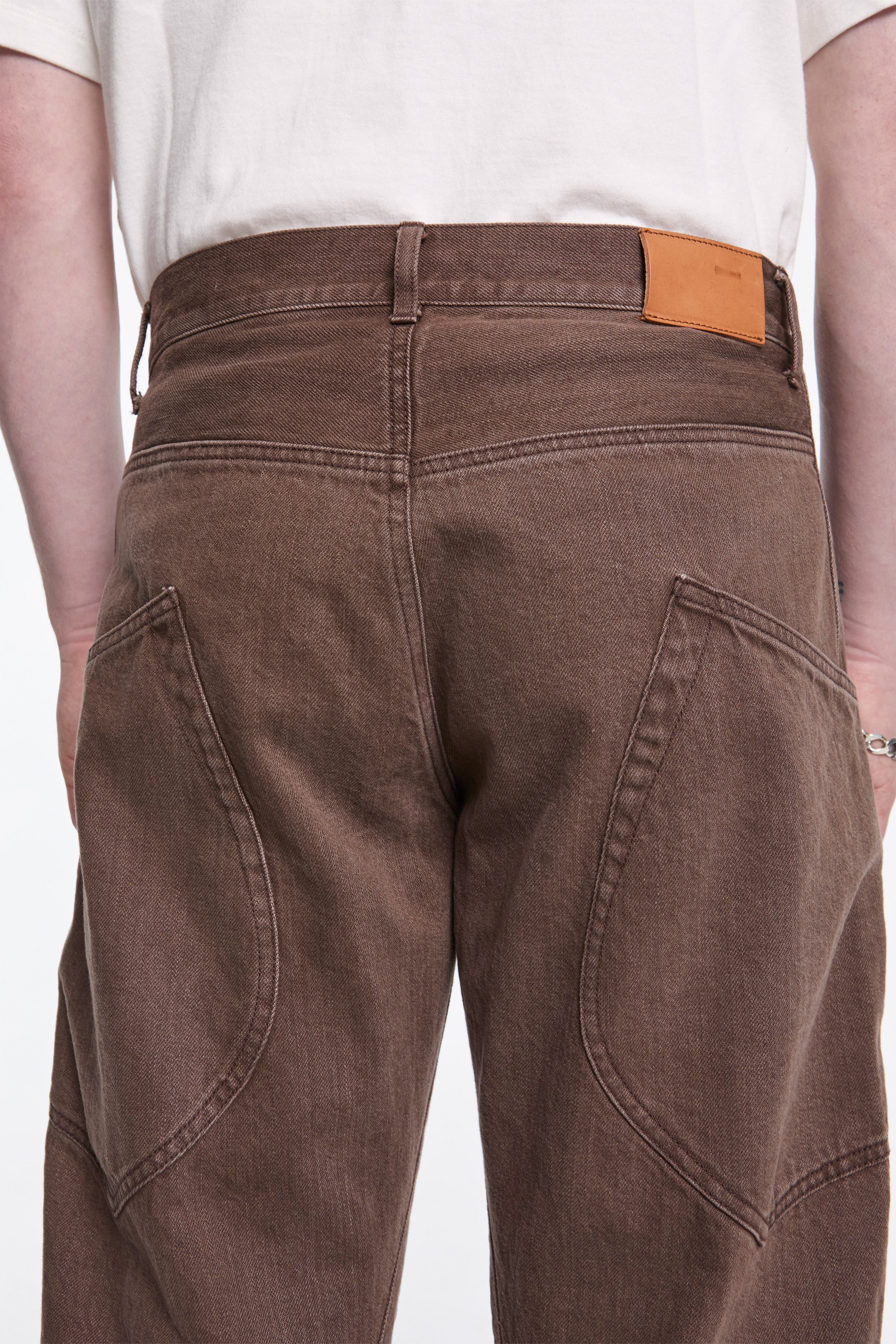 3D Cutting Denim Pants Brown - Image 5