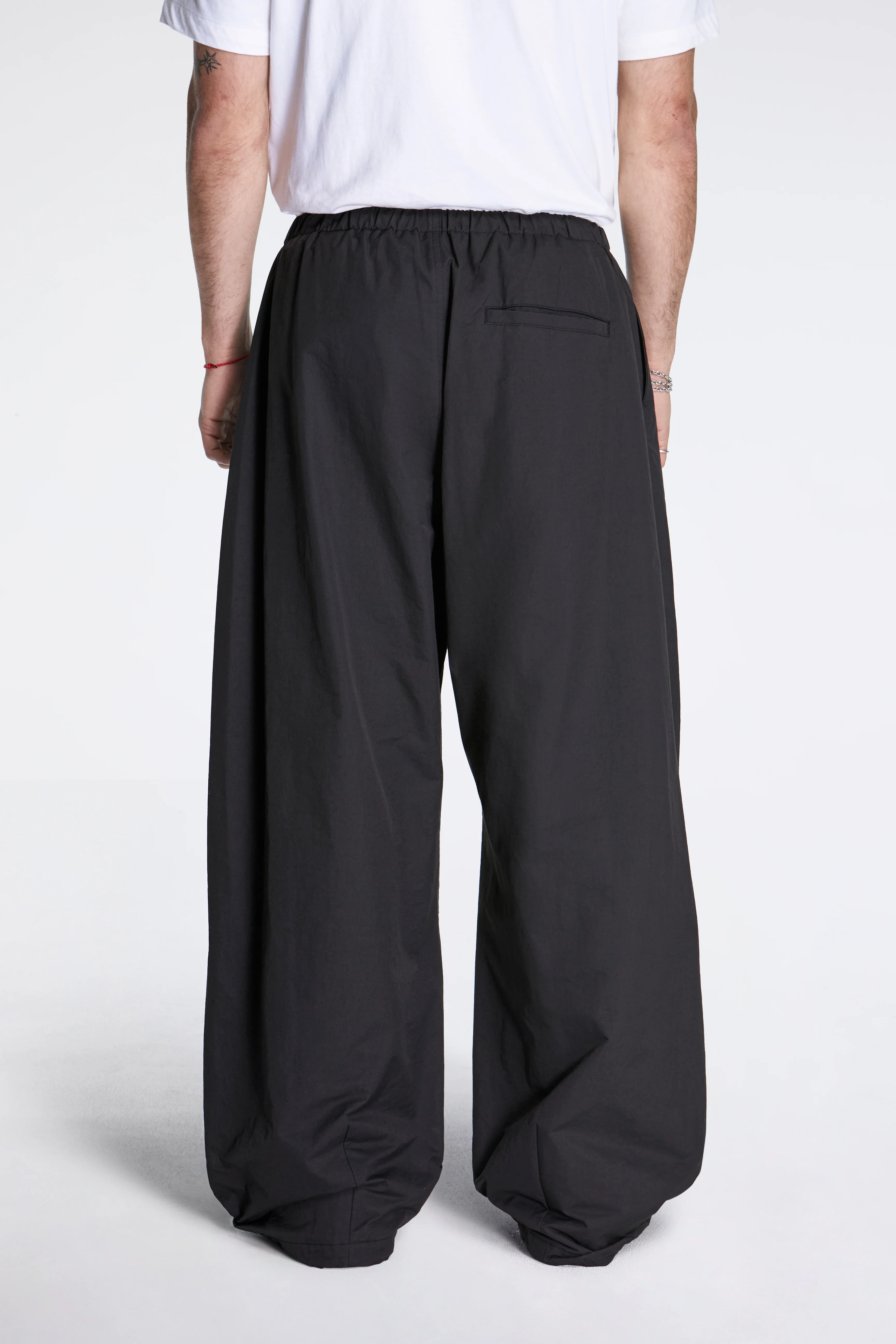 Drawstring Wide Fatigue Pants Black - Image 2