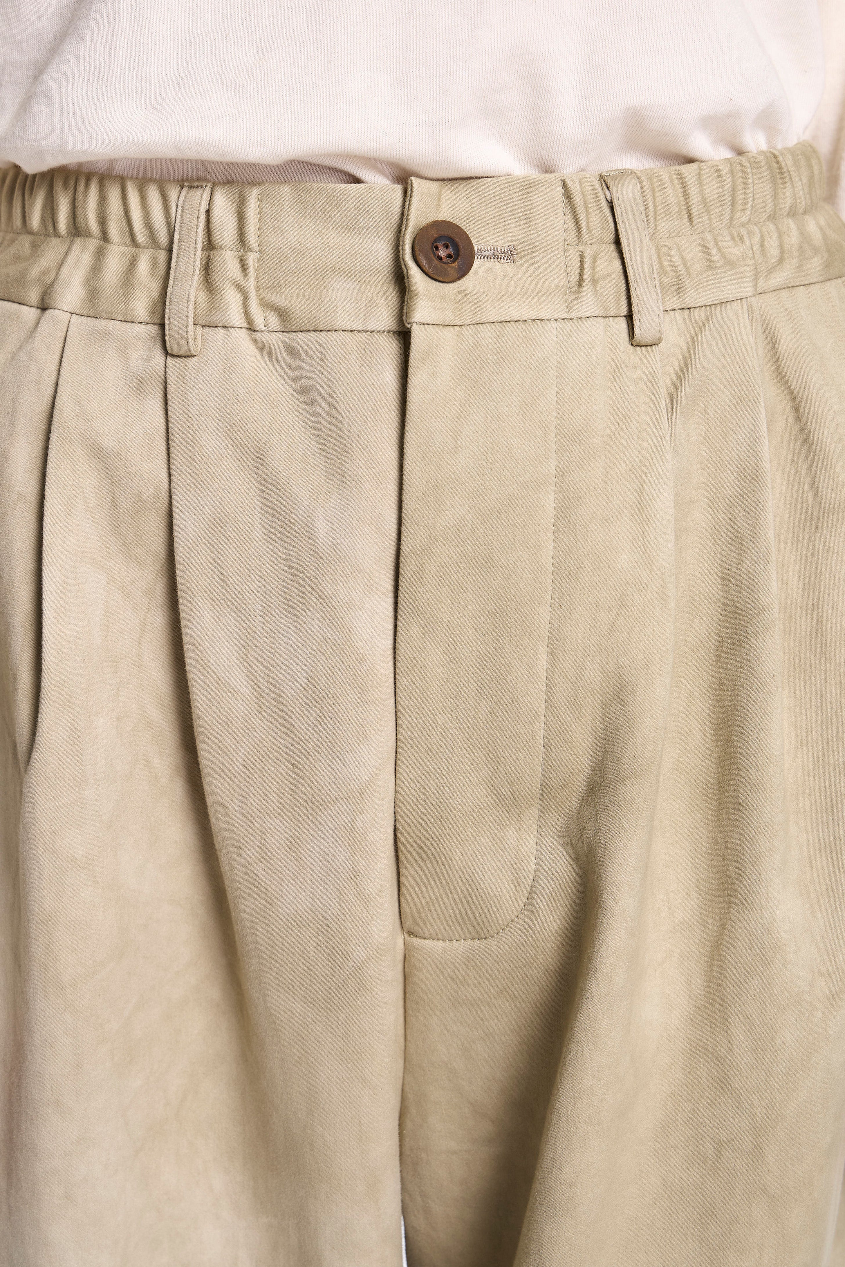 Double Pleated Pant Uneven Khaki - Image 3