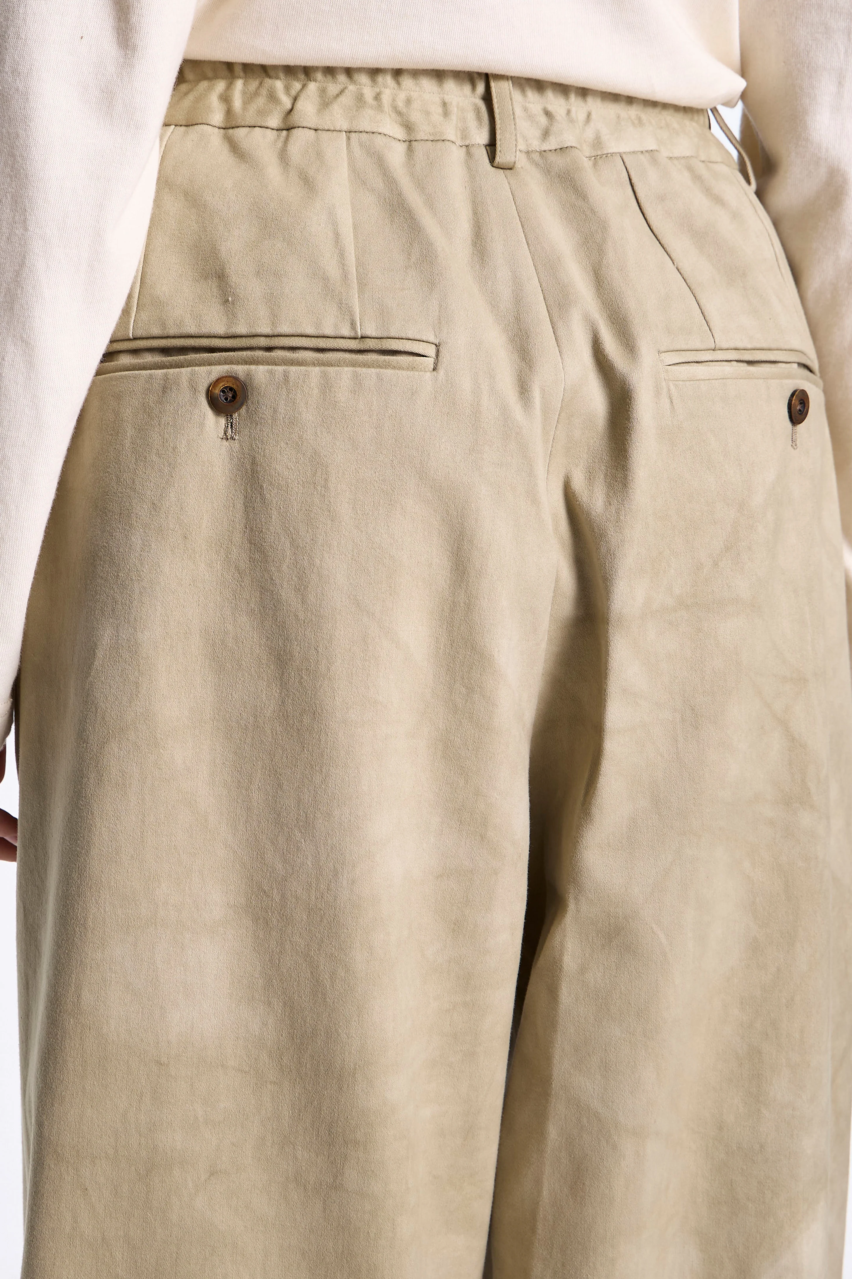Double Pleated Pant Uneven Khaki - Image 4