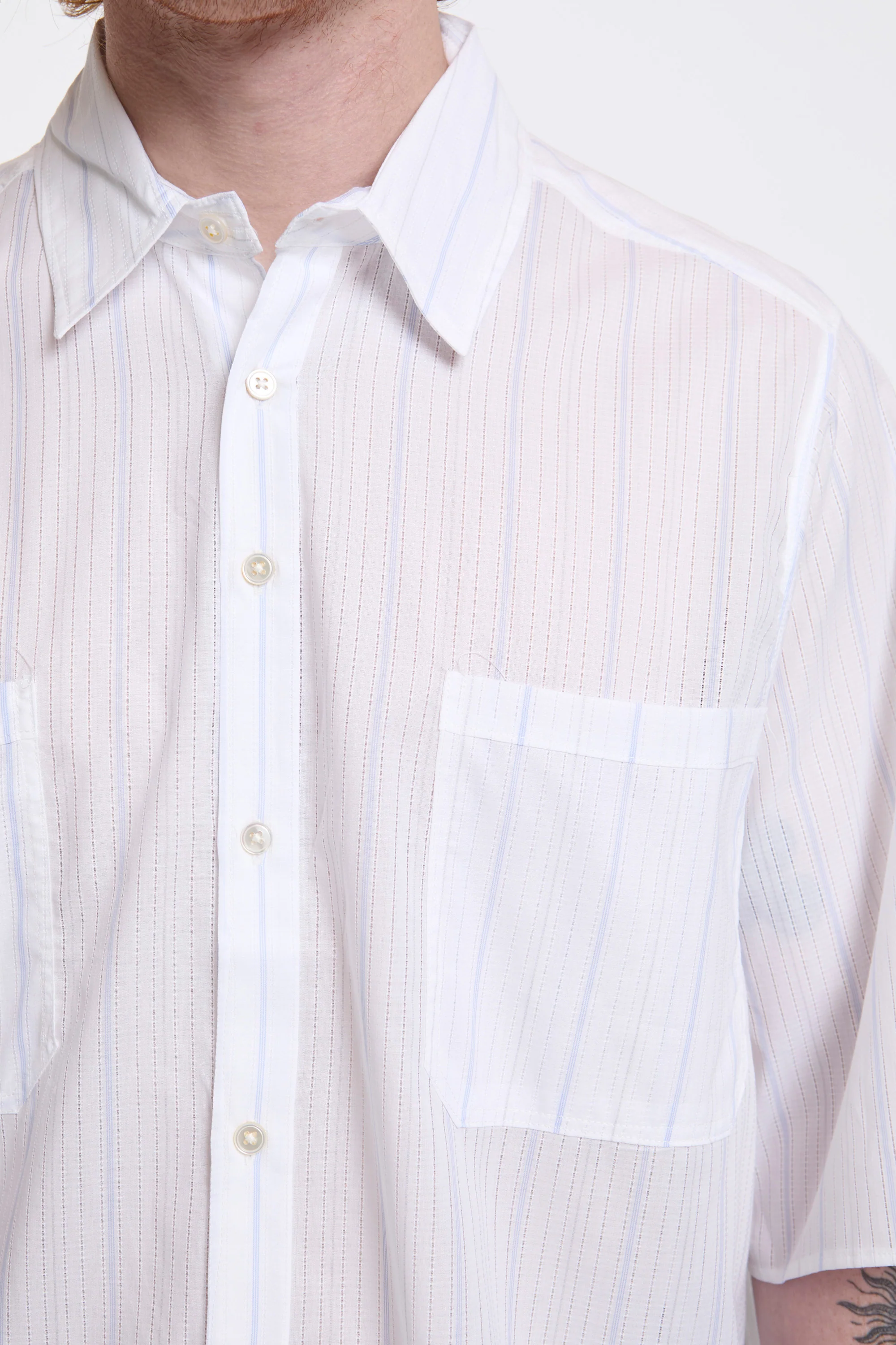 Boxy Shirt White/Blue Stripe - Image 3