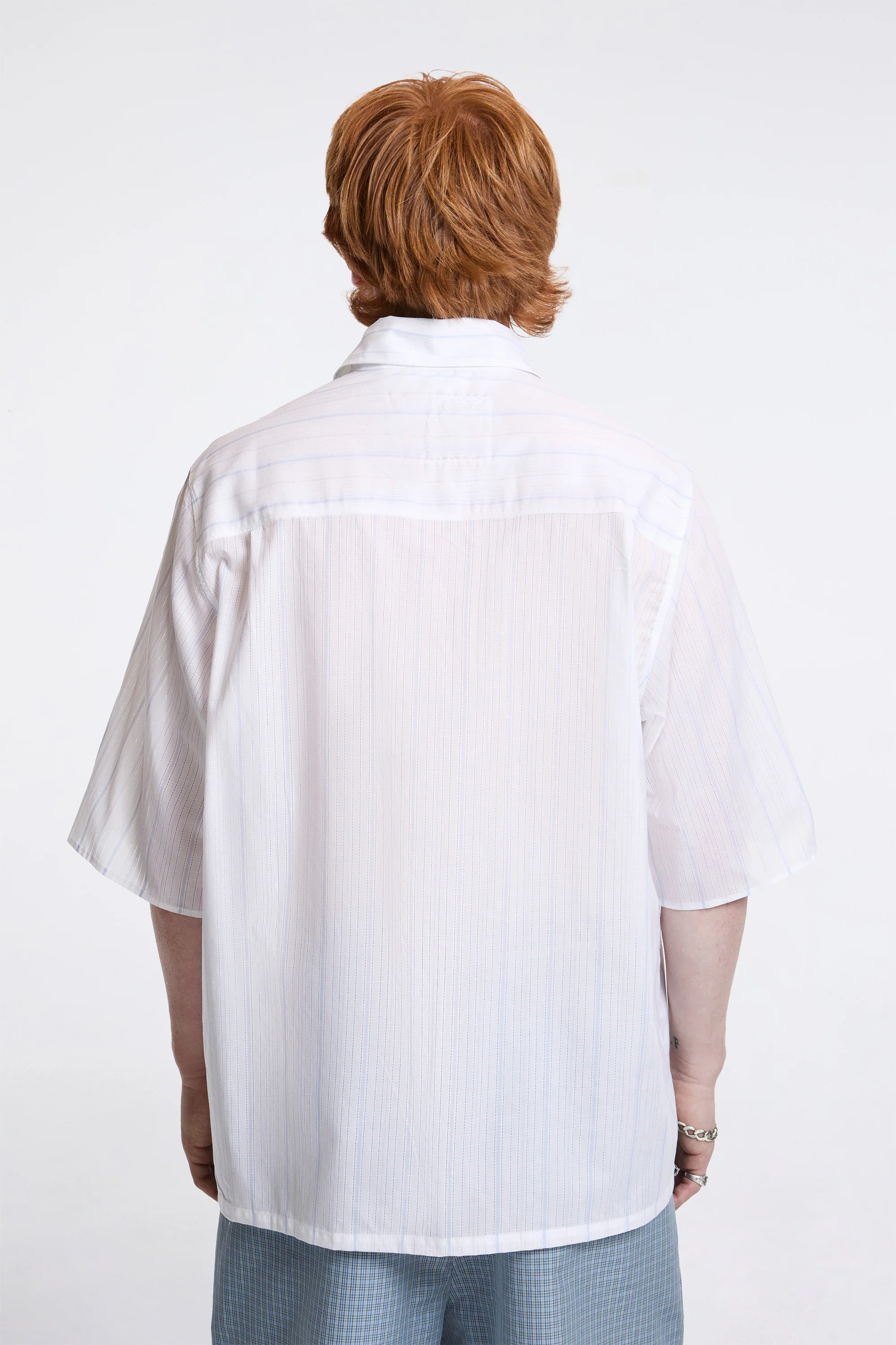 Boxy Shirt White/Blue Stripe - Image 4