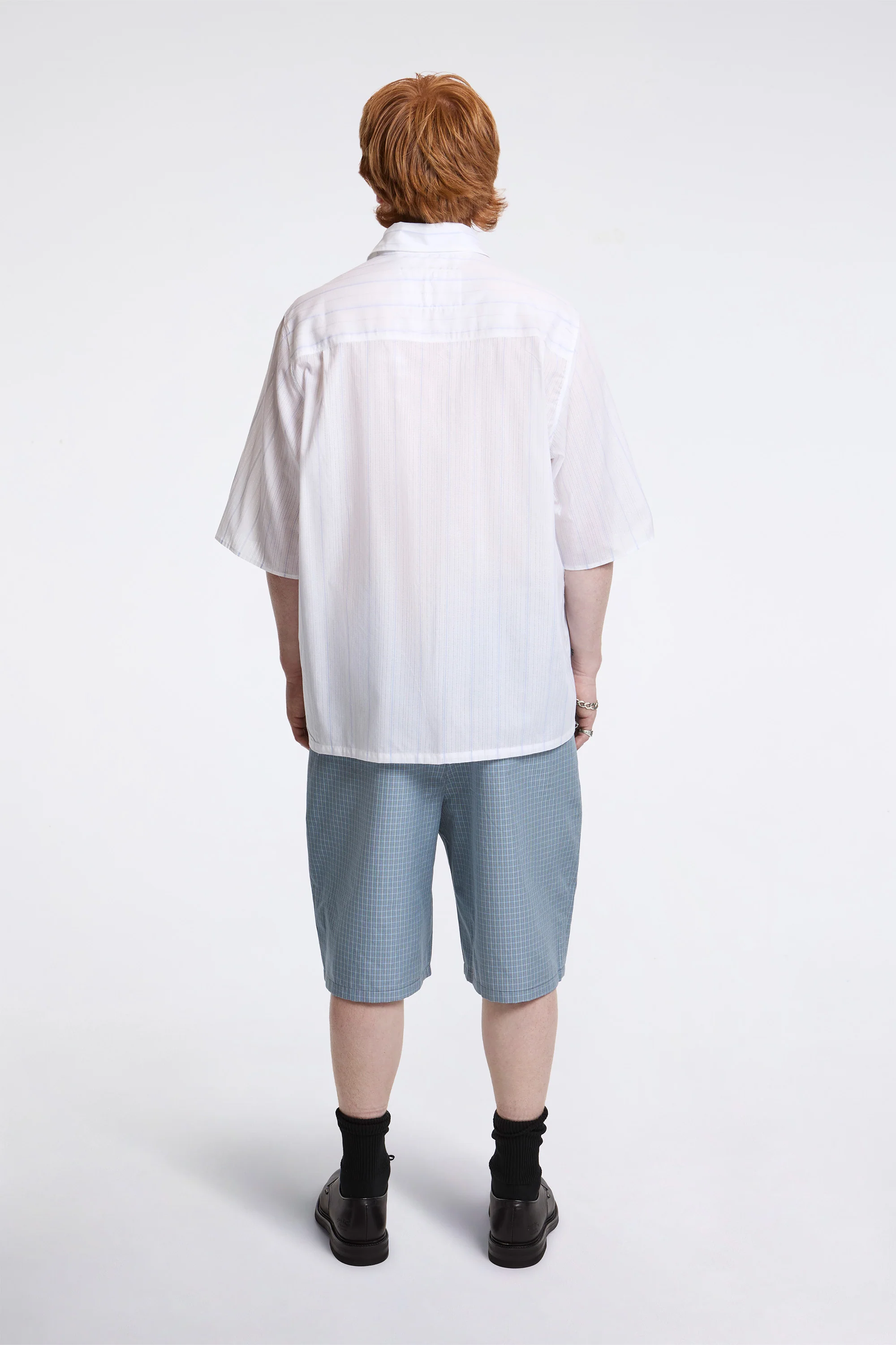 Boxy Shirt White/Blue Stripe - Image 5
