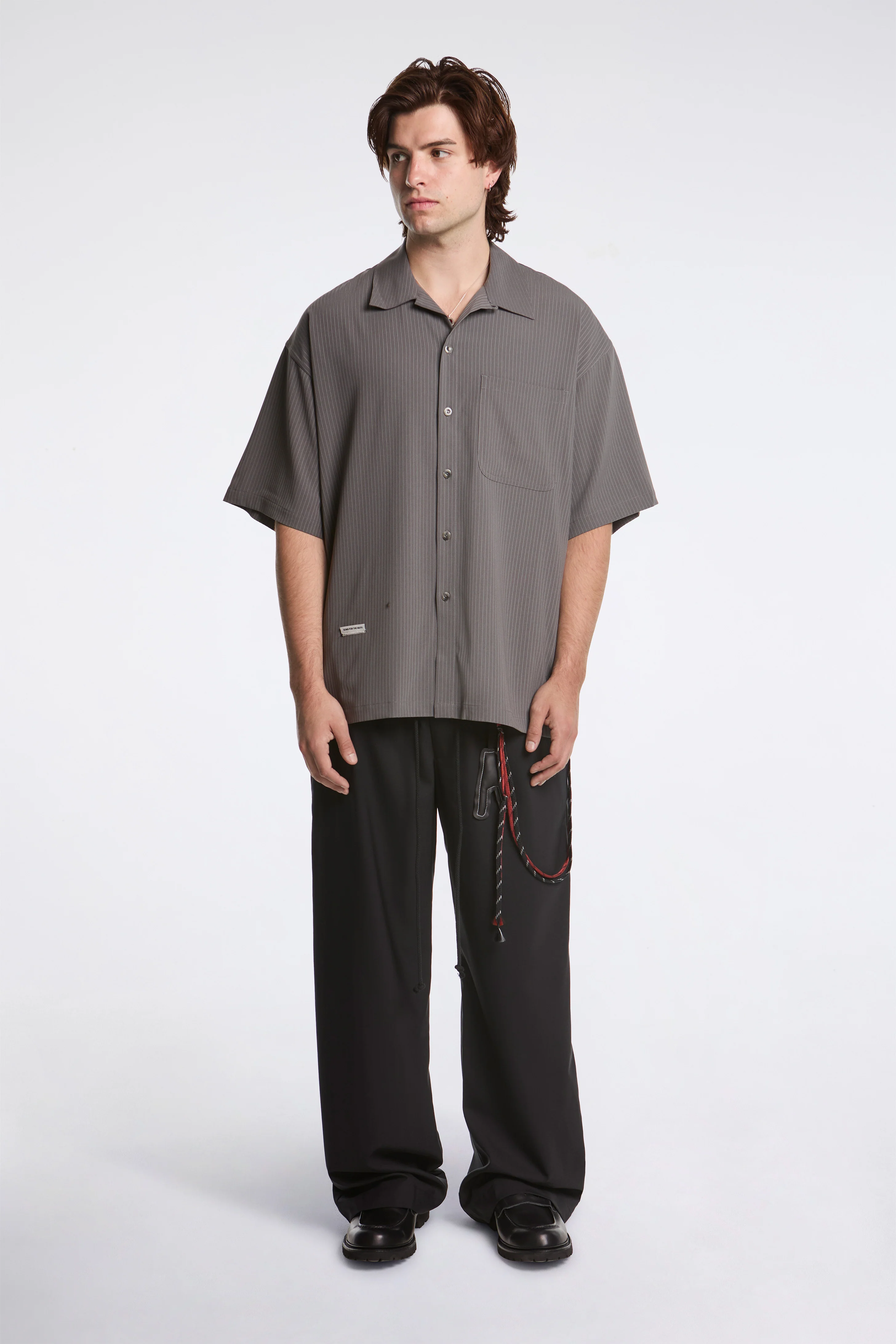 Button Up Gym Shirt Grey - Image 6
