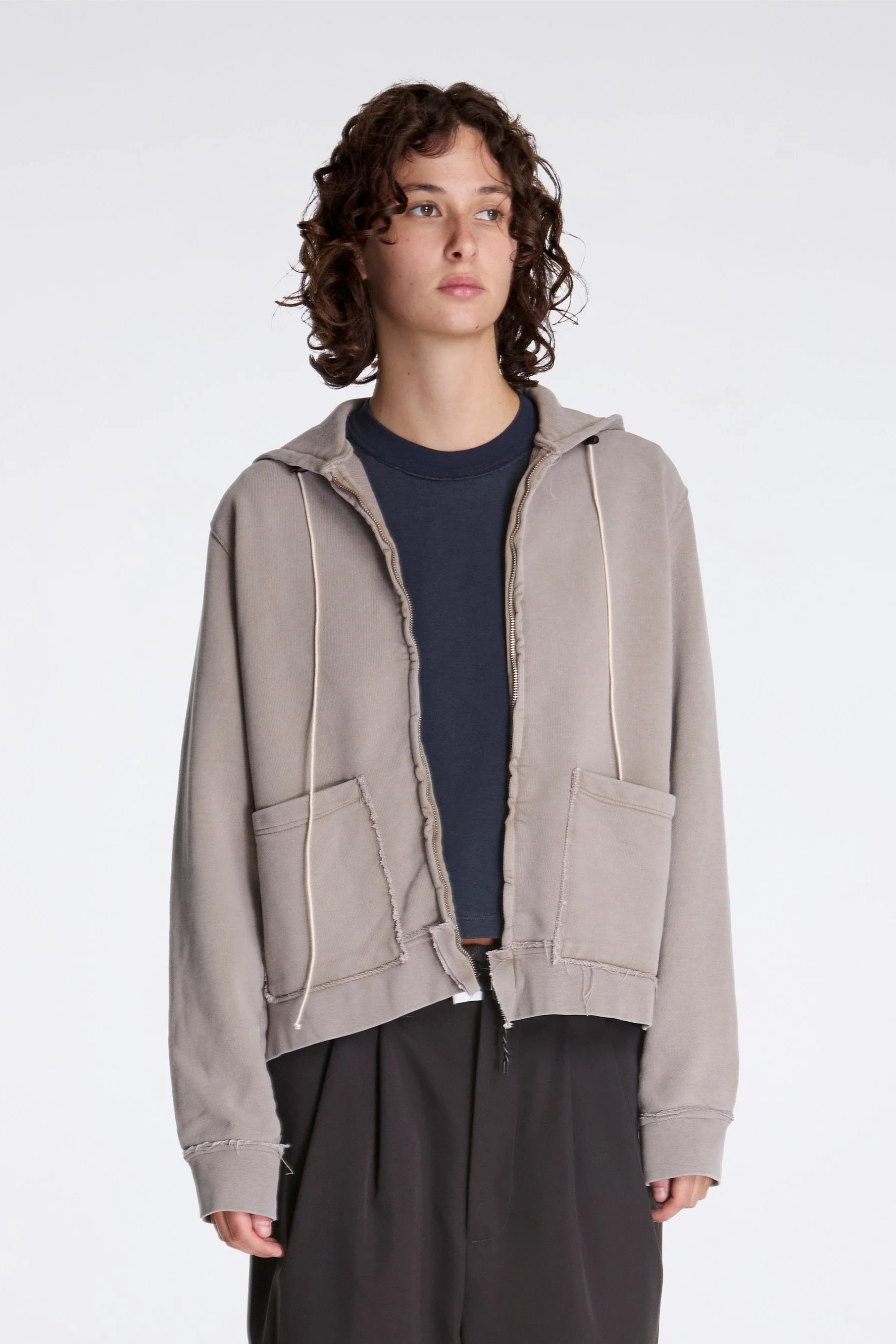 Fitted Zip Hoodie Taupe - Image 4