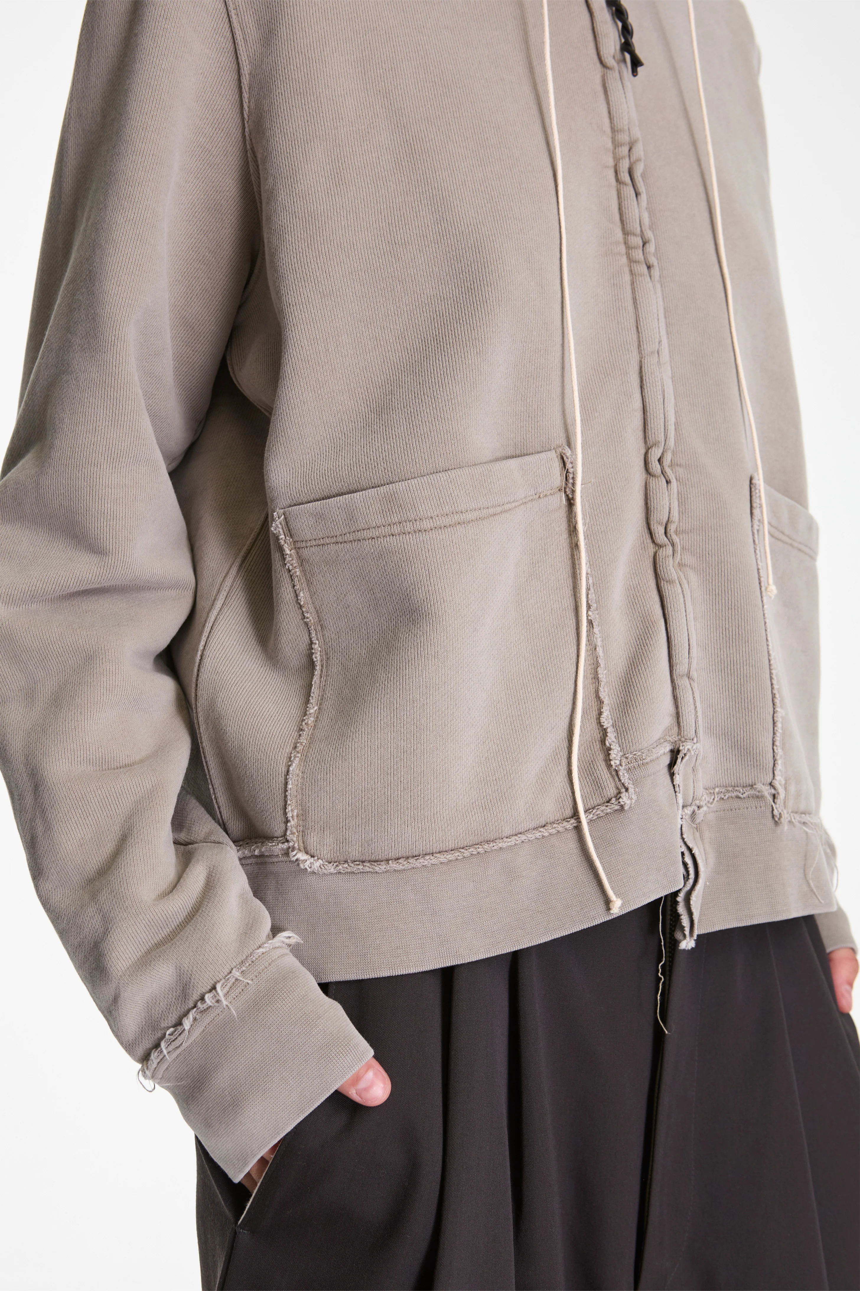Fitted Zip Hoodie Taupe - Image 5