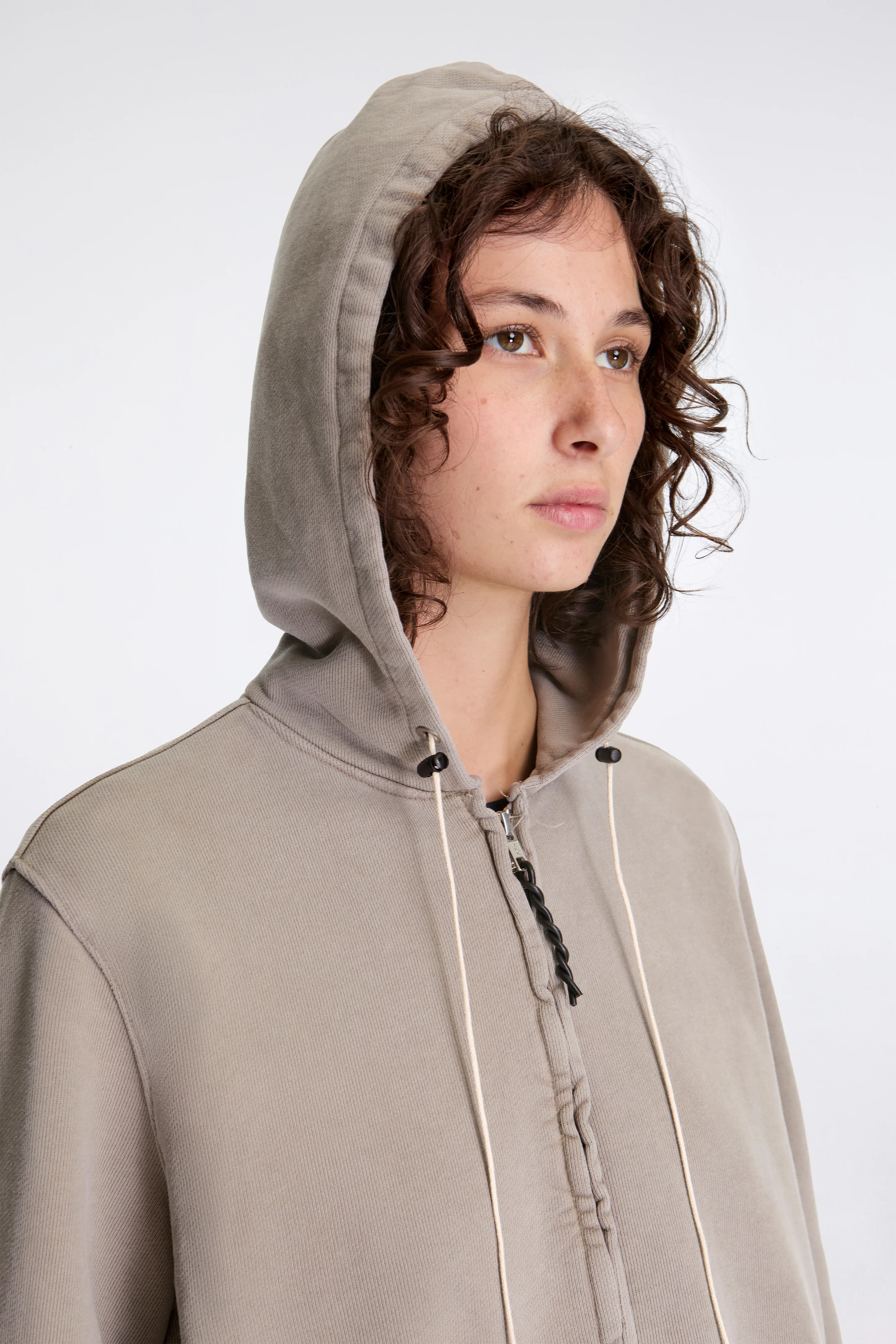 Fitted Zip Hoodie Taupe - Image 7