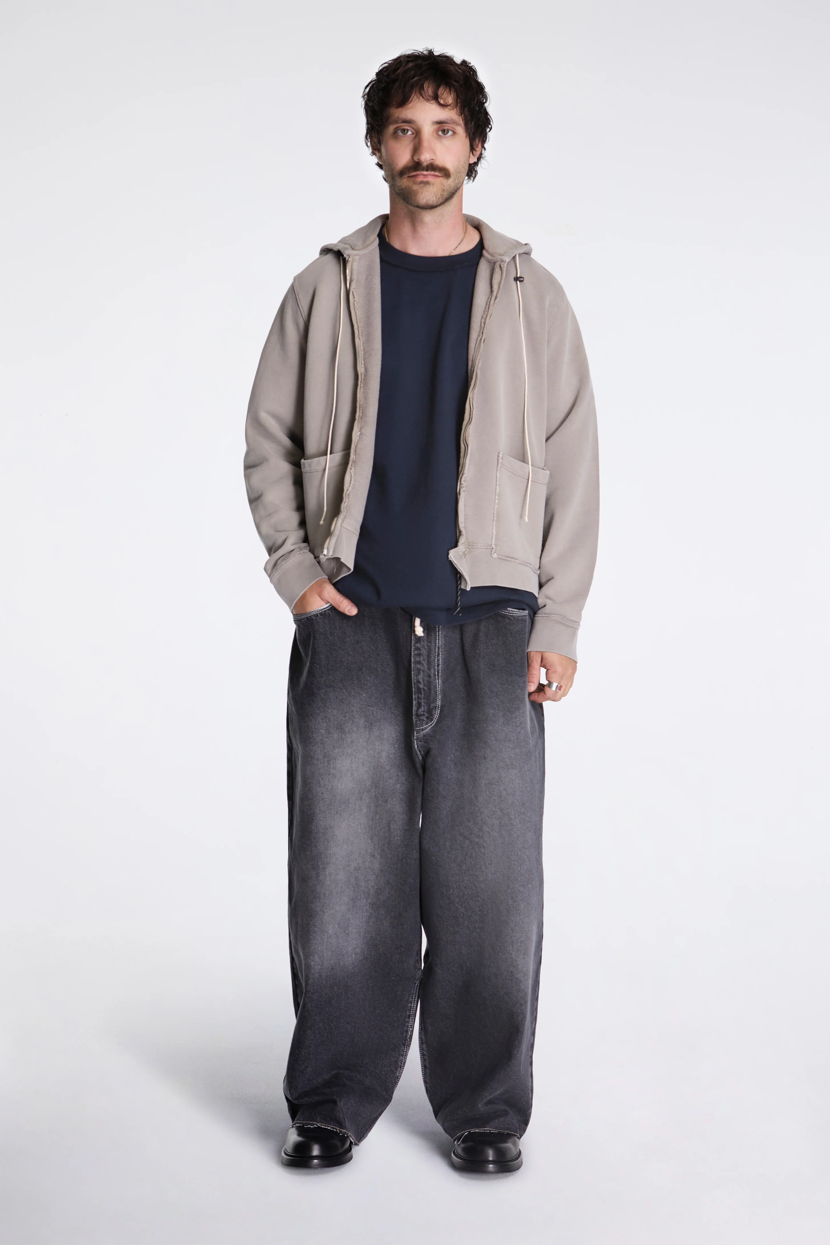 Fitted Zip Hoodie Taupe - Image 8