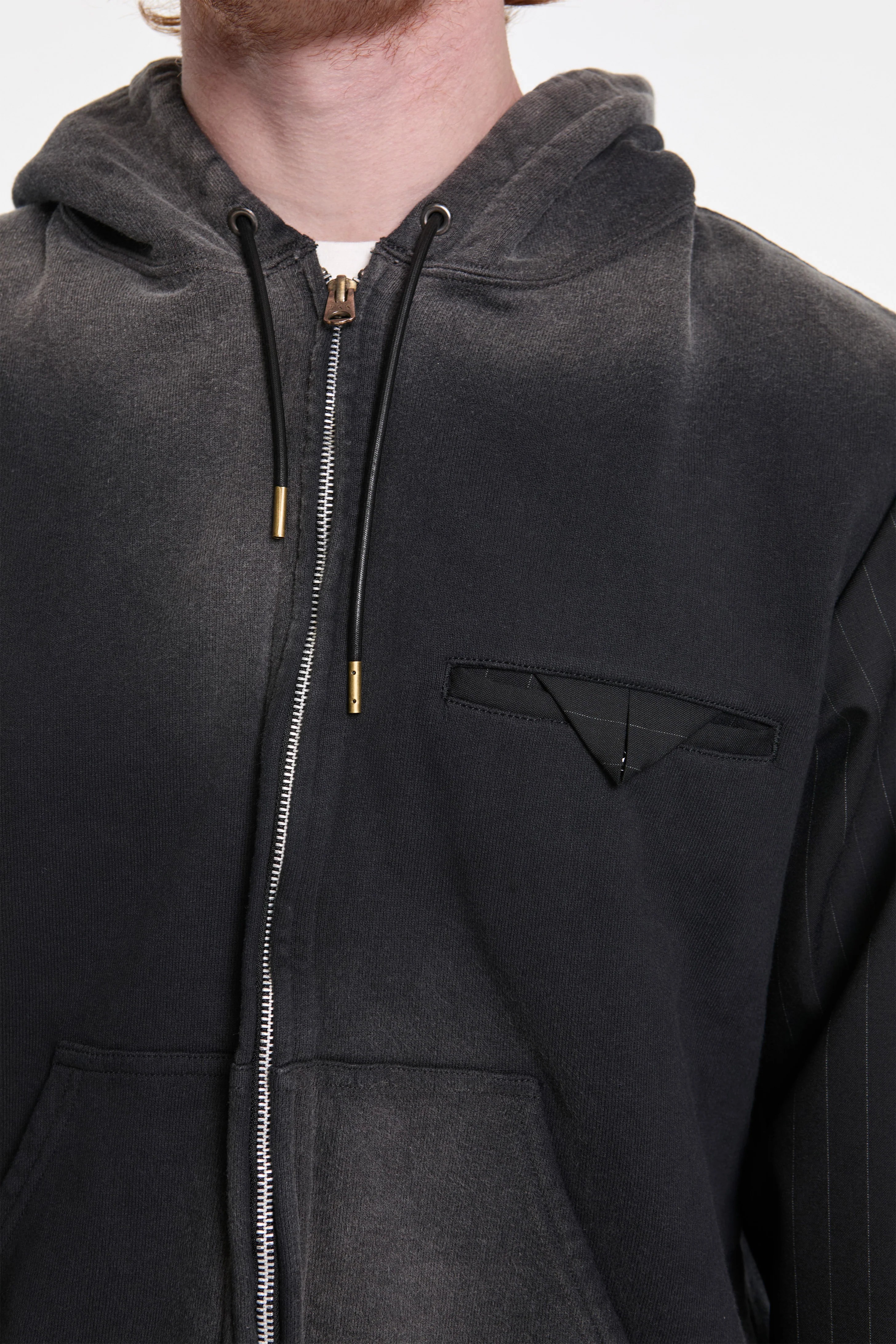 Combination Zip Hoodie Black - Image 3