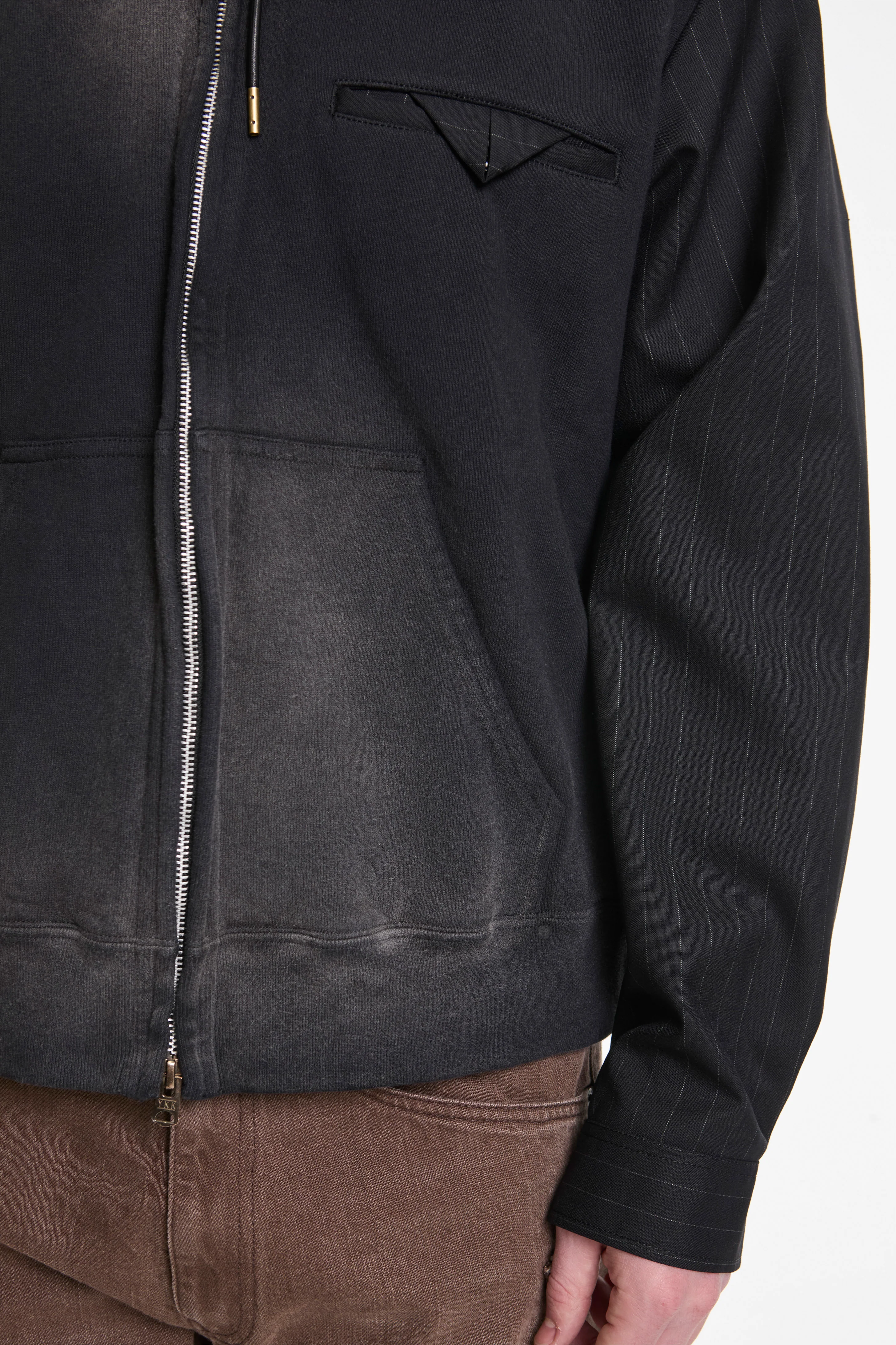 Combination Zip Hoodie Black - Image 5