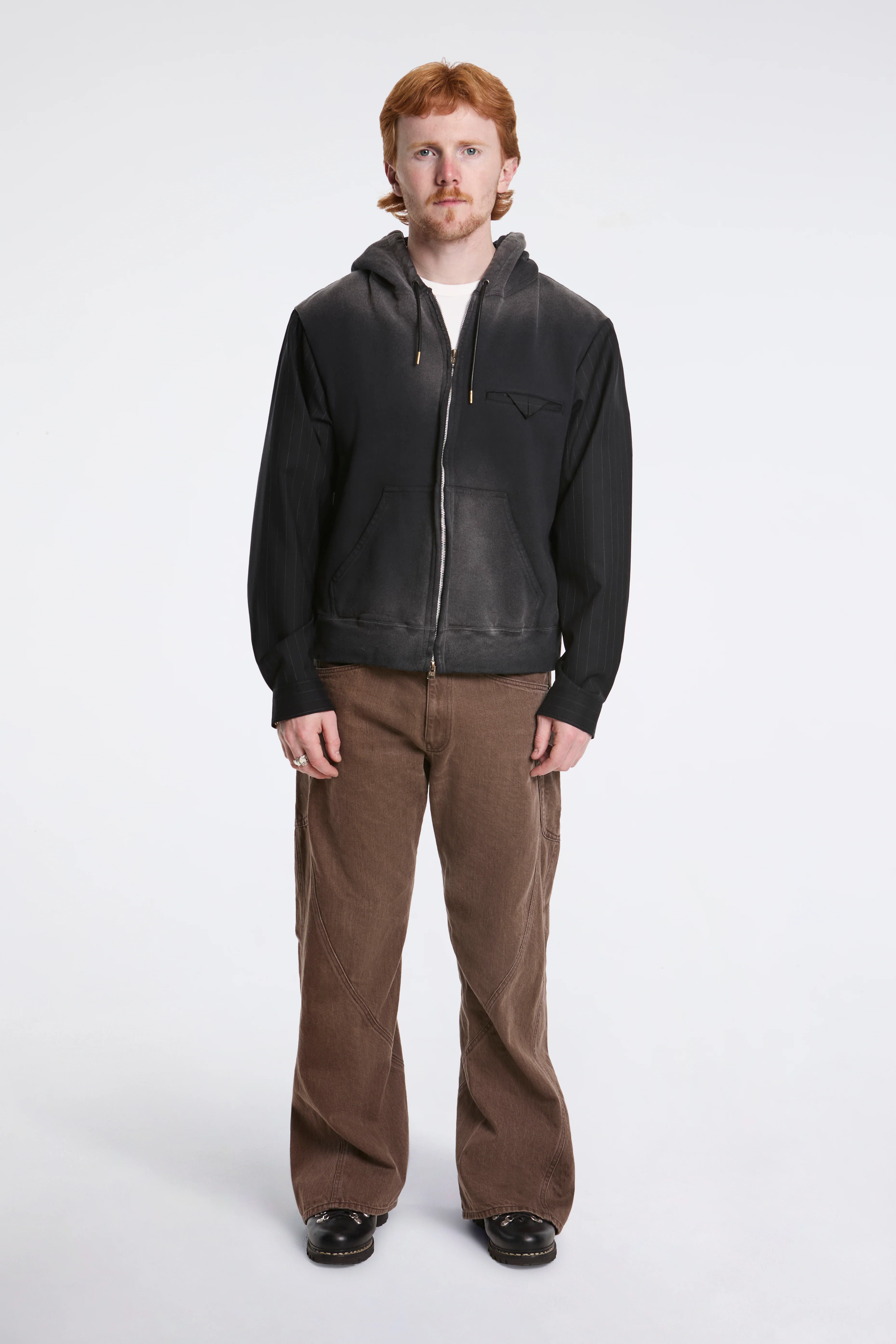 Combination Zip Hoodie Black - Image 7