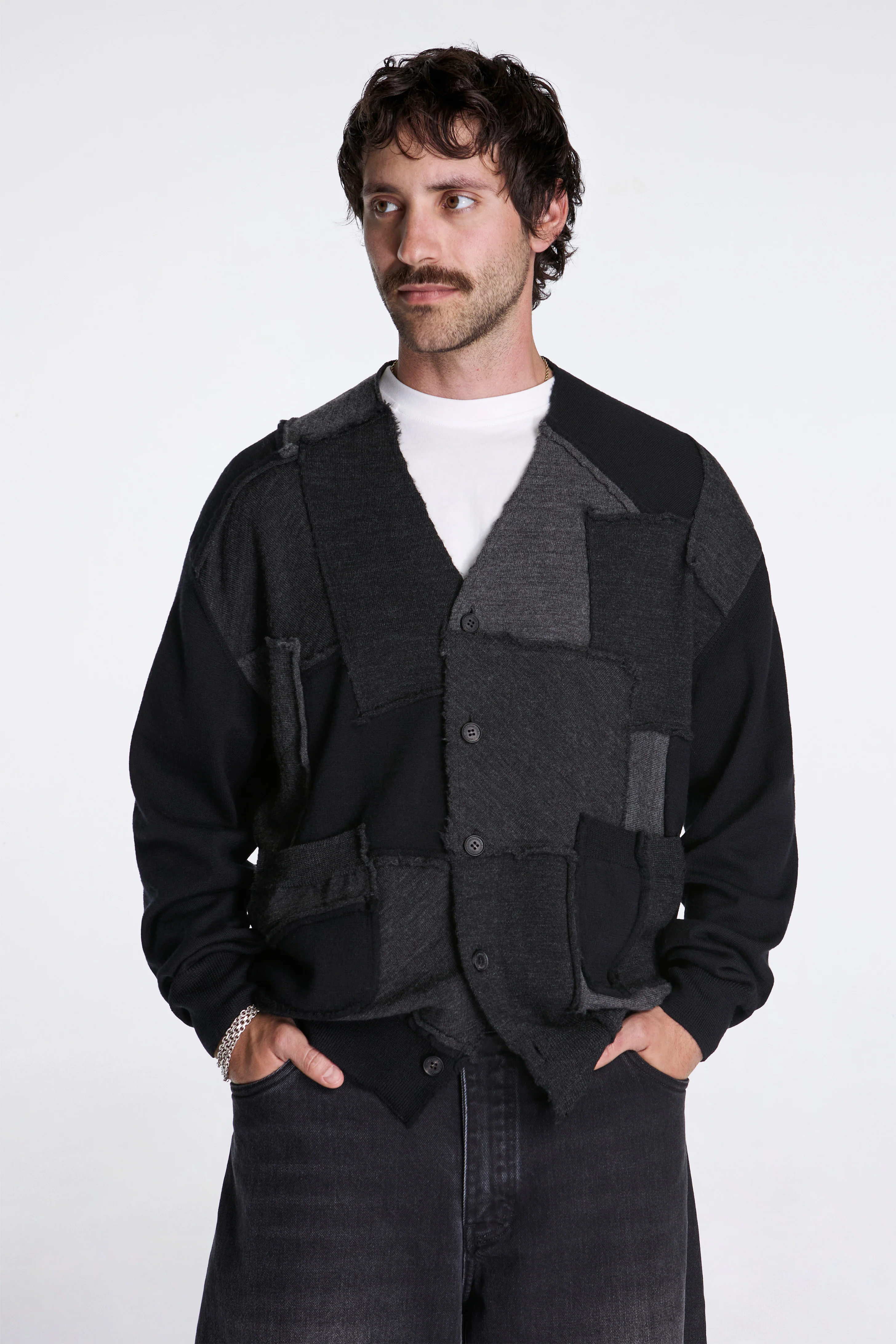 Patchwork Cardigan Black - Image 2