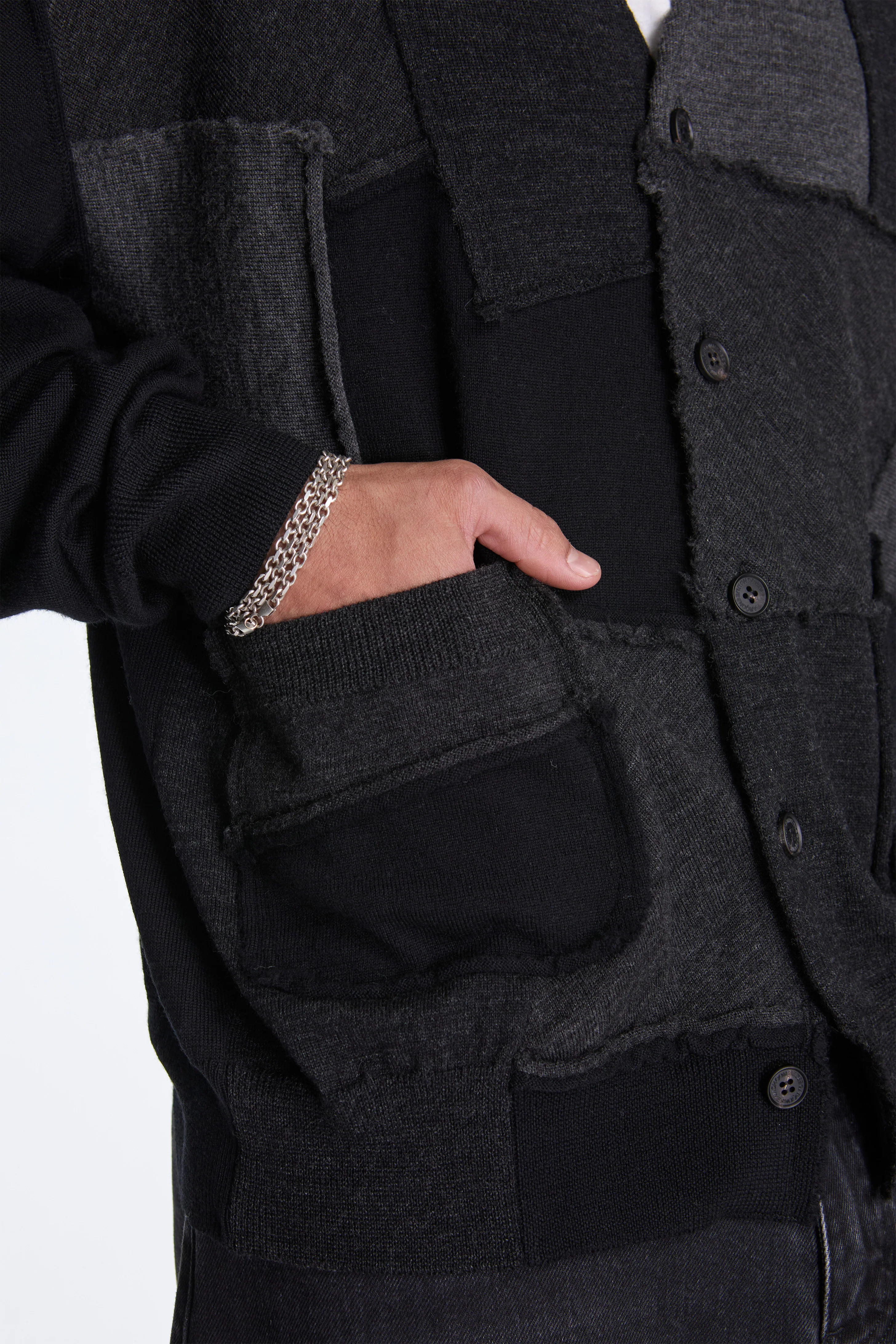 Patchwork Cardigan Black - Image 4