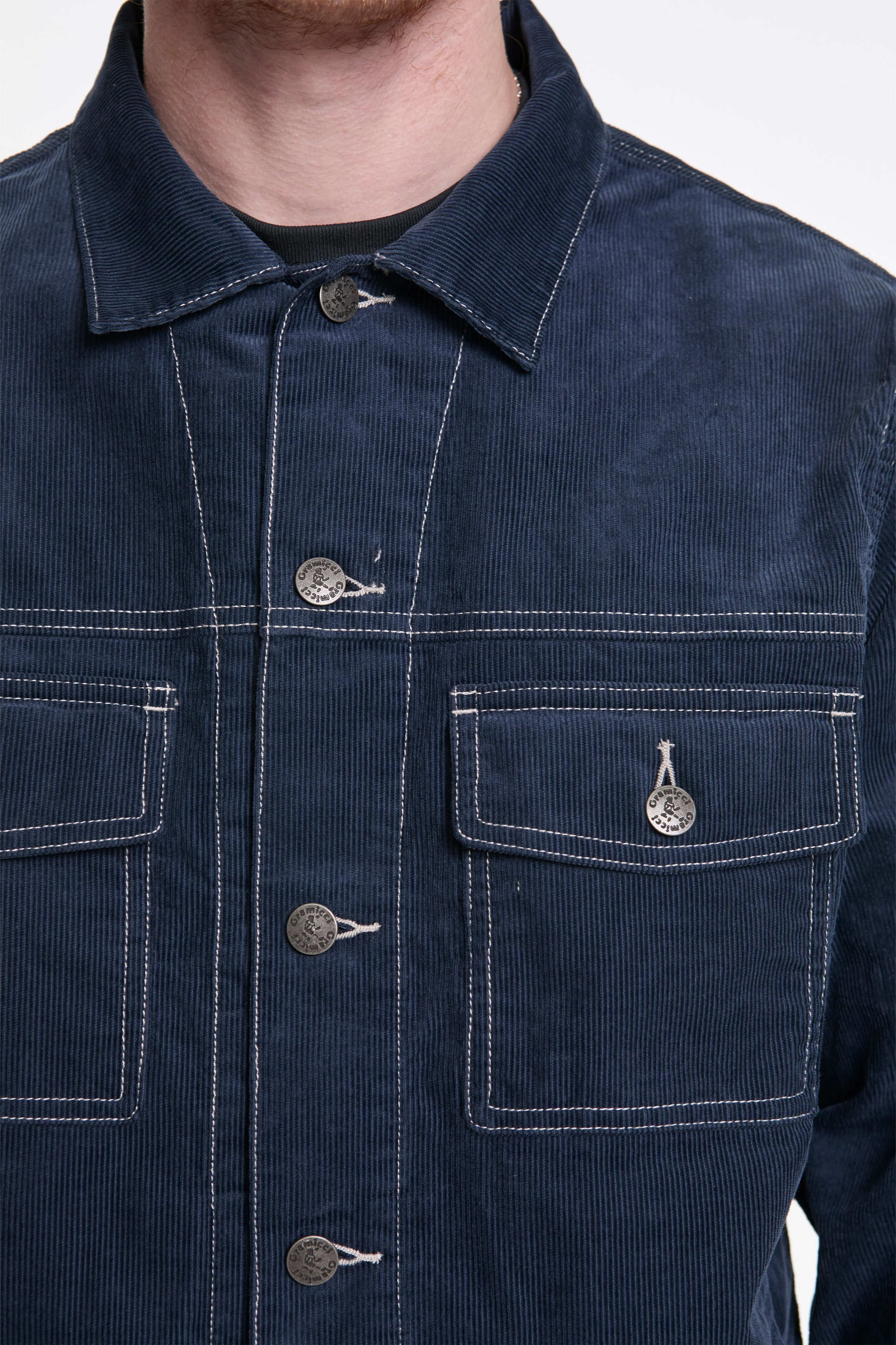 Corduroy Trucker Jacket Navy - Image 3