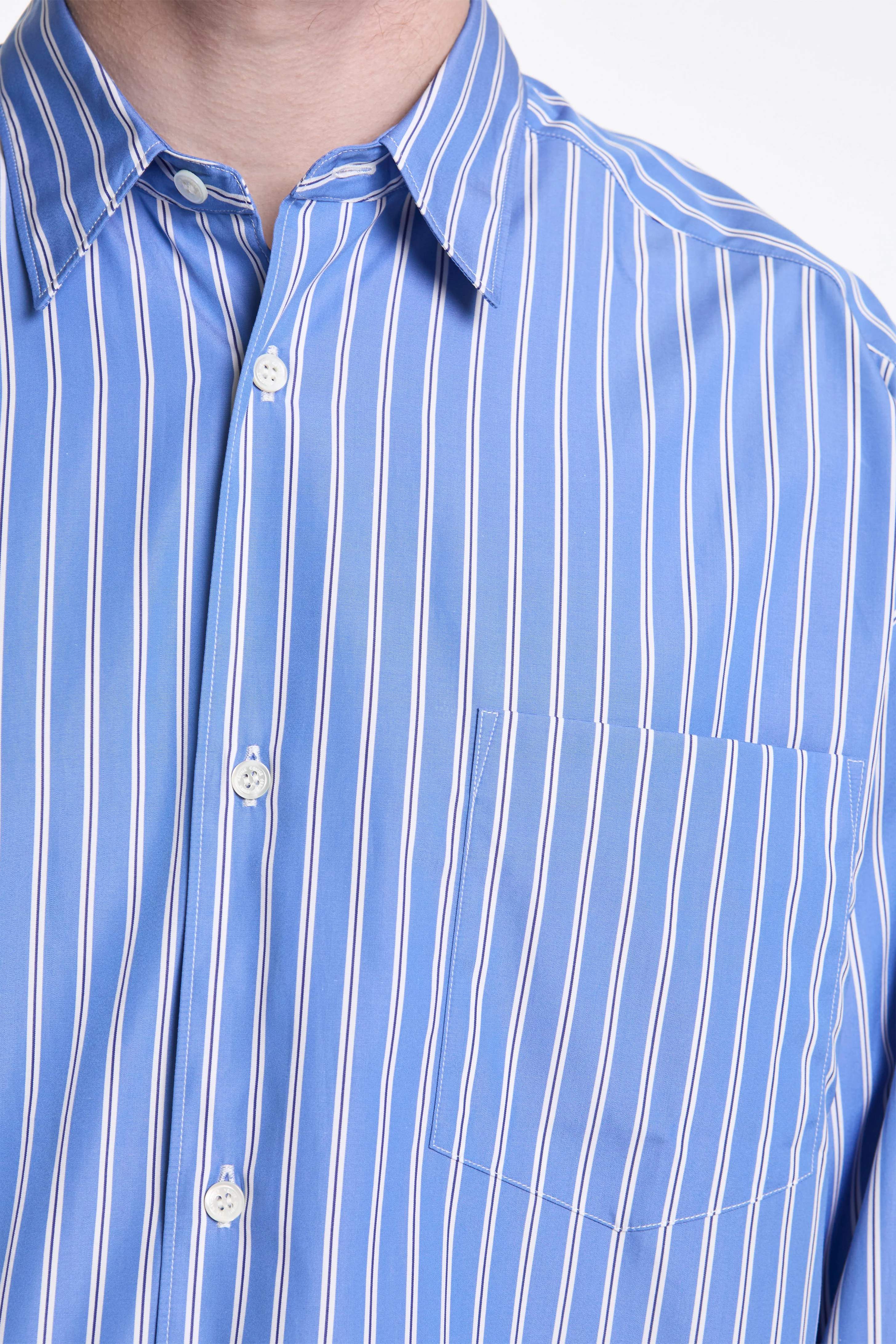 Cotton Striped Shirt Blue - Image 3