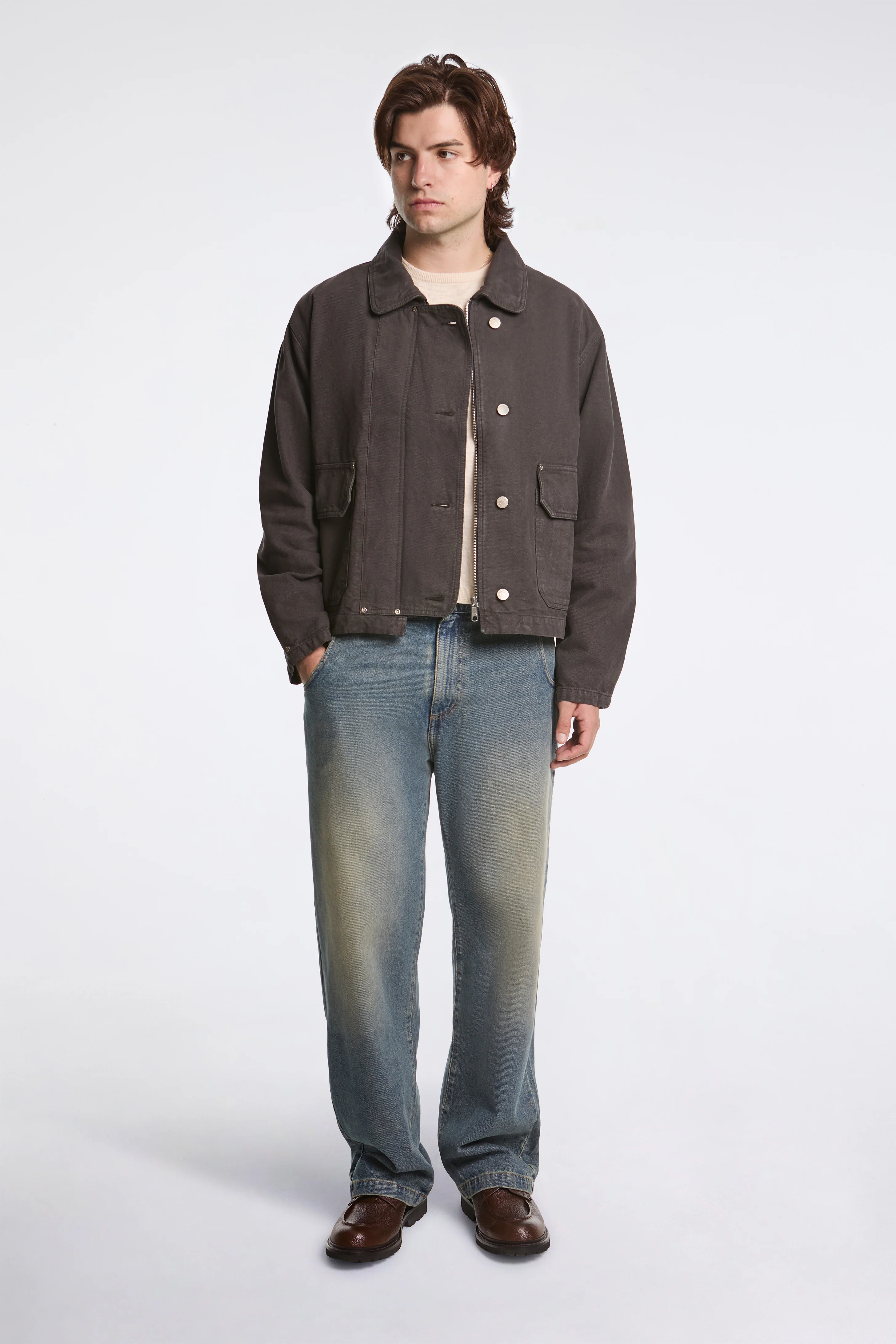 Courier Jacket Washed Grey Canvas - Image 2