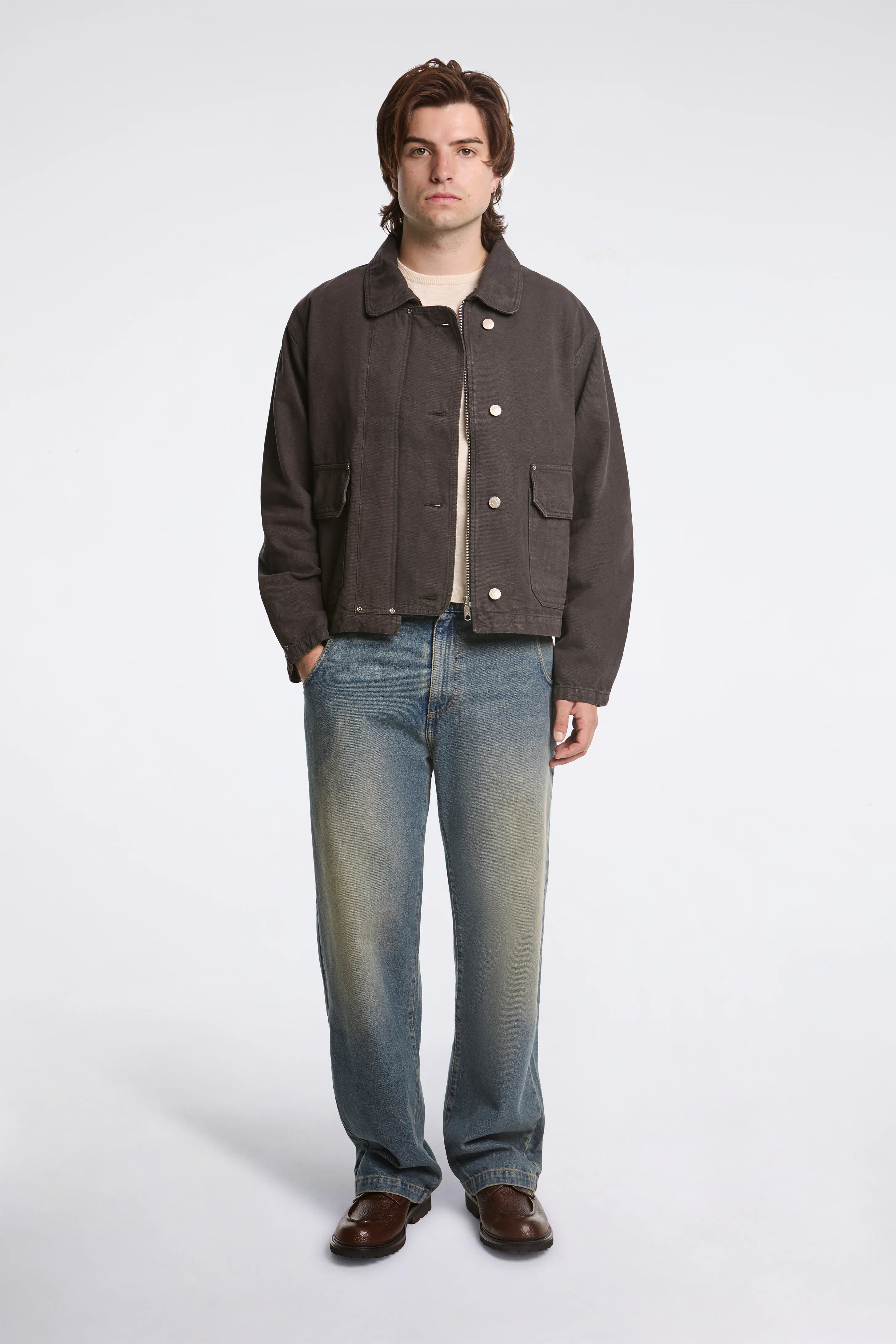 Courier Jacket Washed Grey Canvas - Image 8
