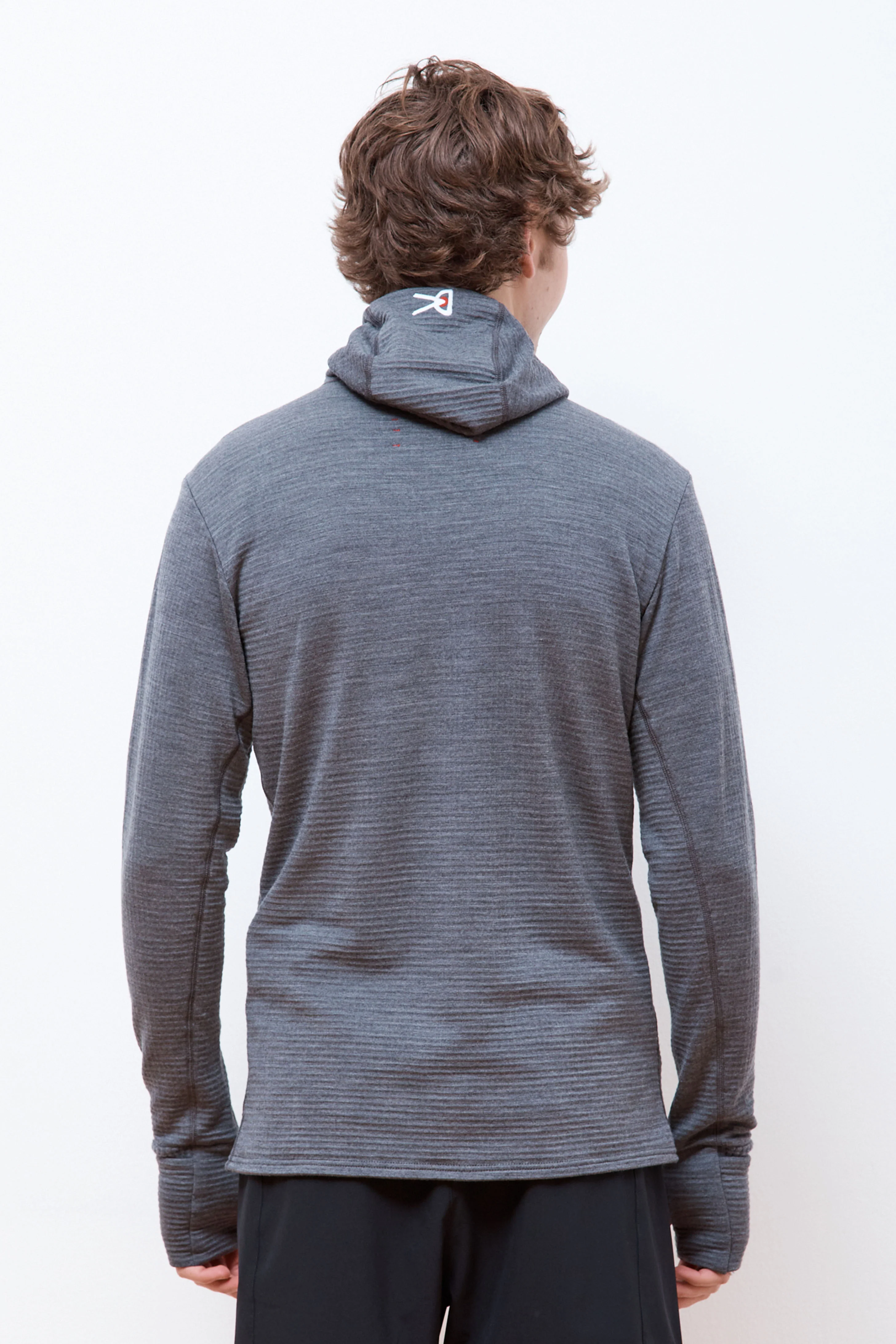 Hooded Merino Grid Fleece Carbon - Image 4