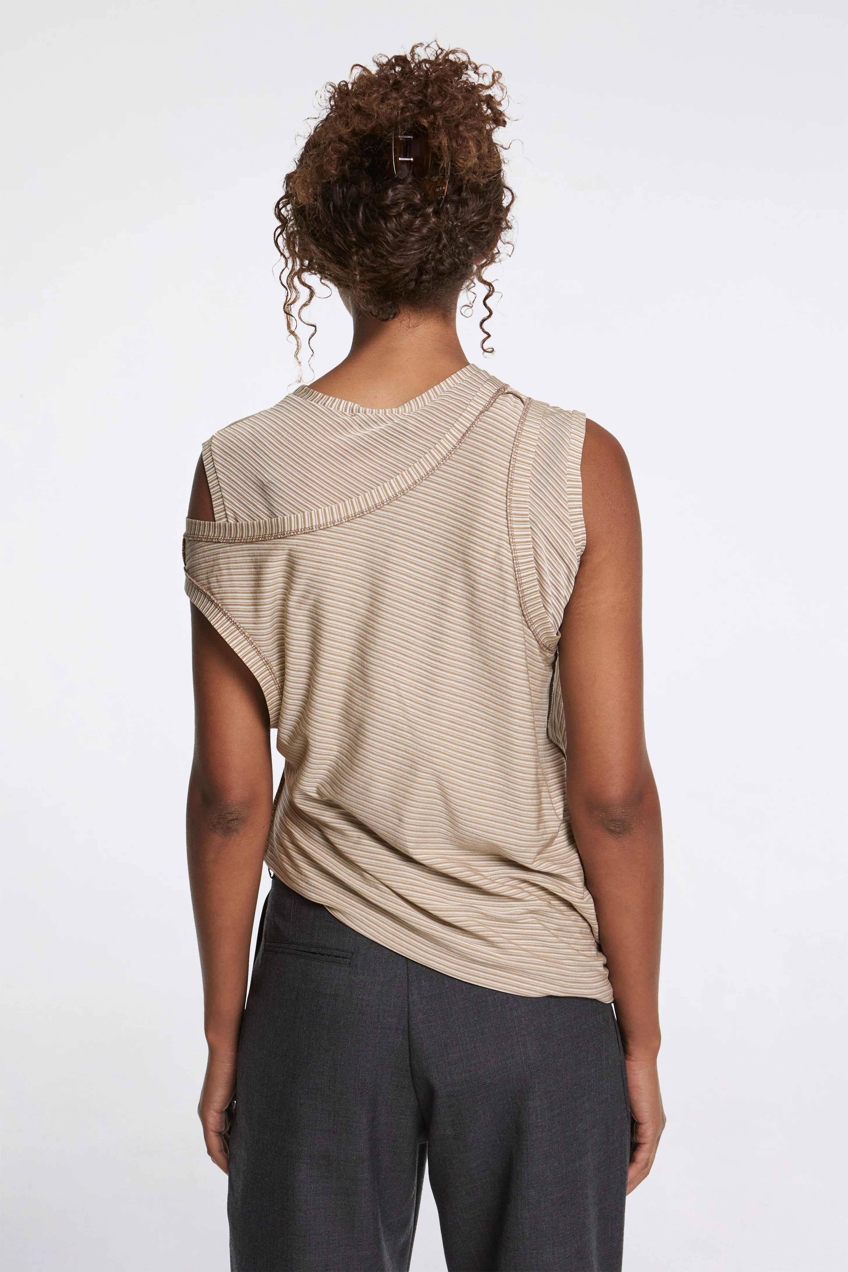 Double Layered Jersey Tank Sesame Stripe - Image 2