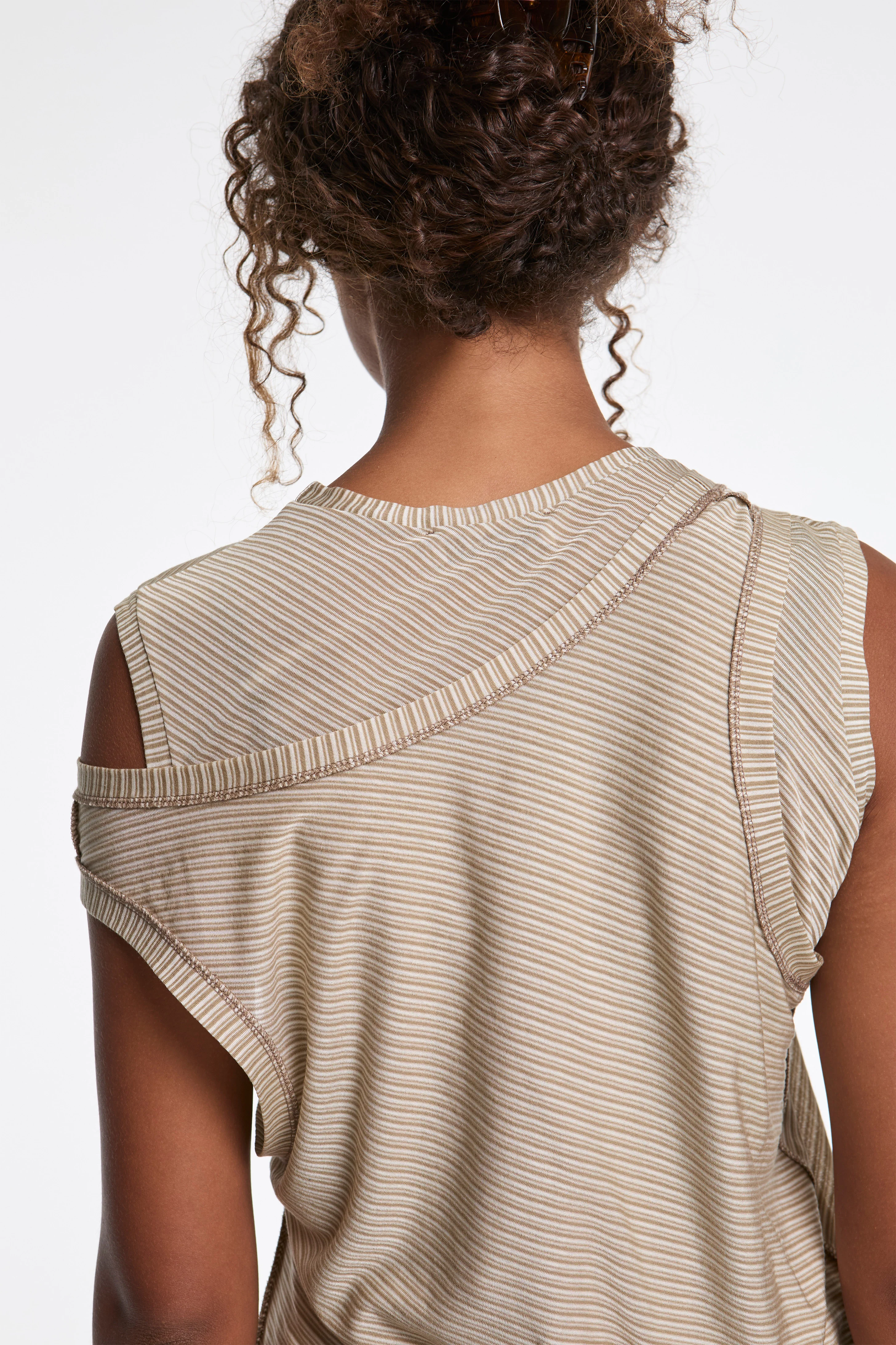 Double Layered Jersey Tank Sesame Stripe - Image 4