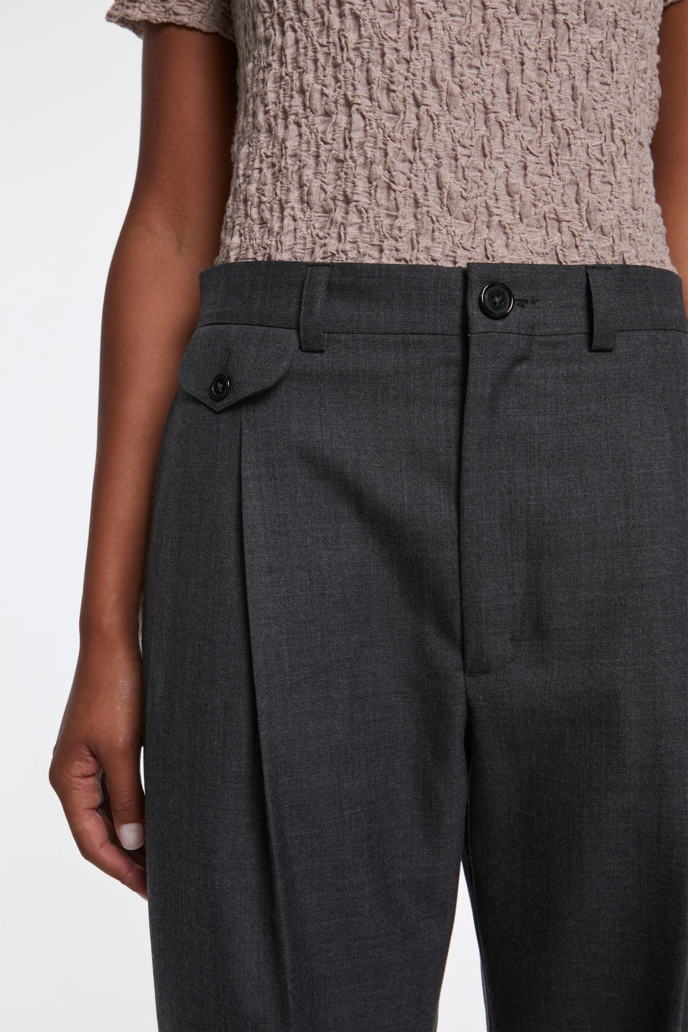 Double Pleated Trouser Slate - Image 3