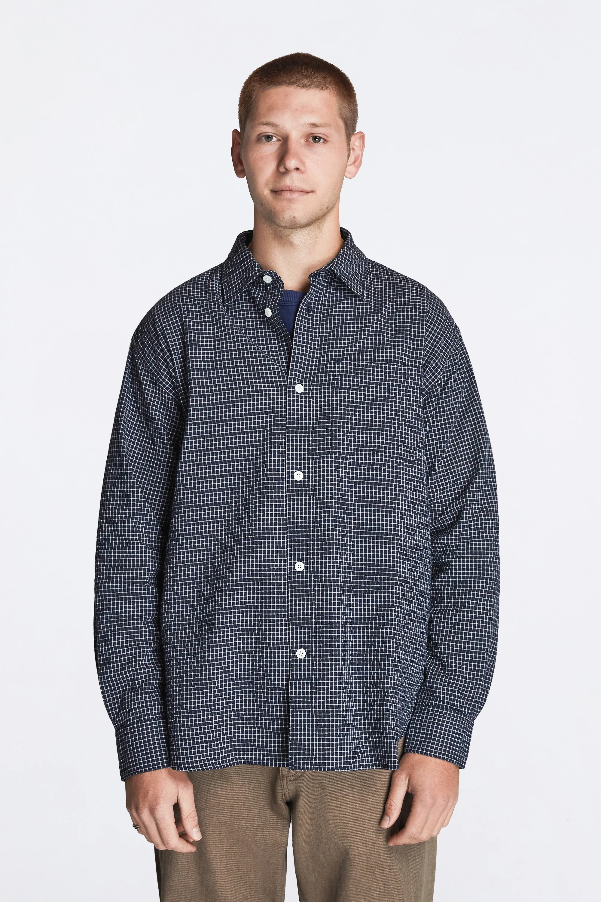 Espevik Check Oversized Shirt Dark Navy - Image 2