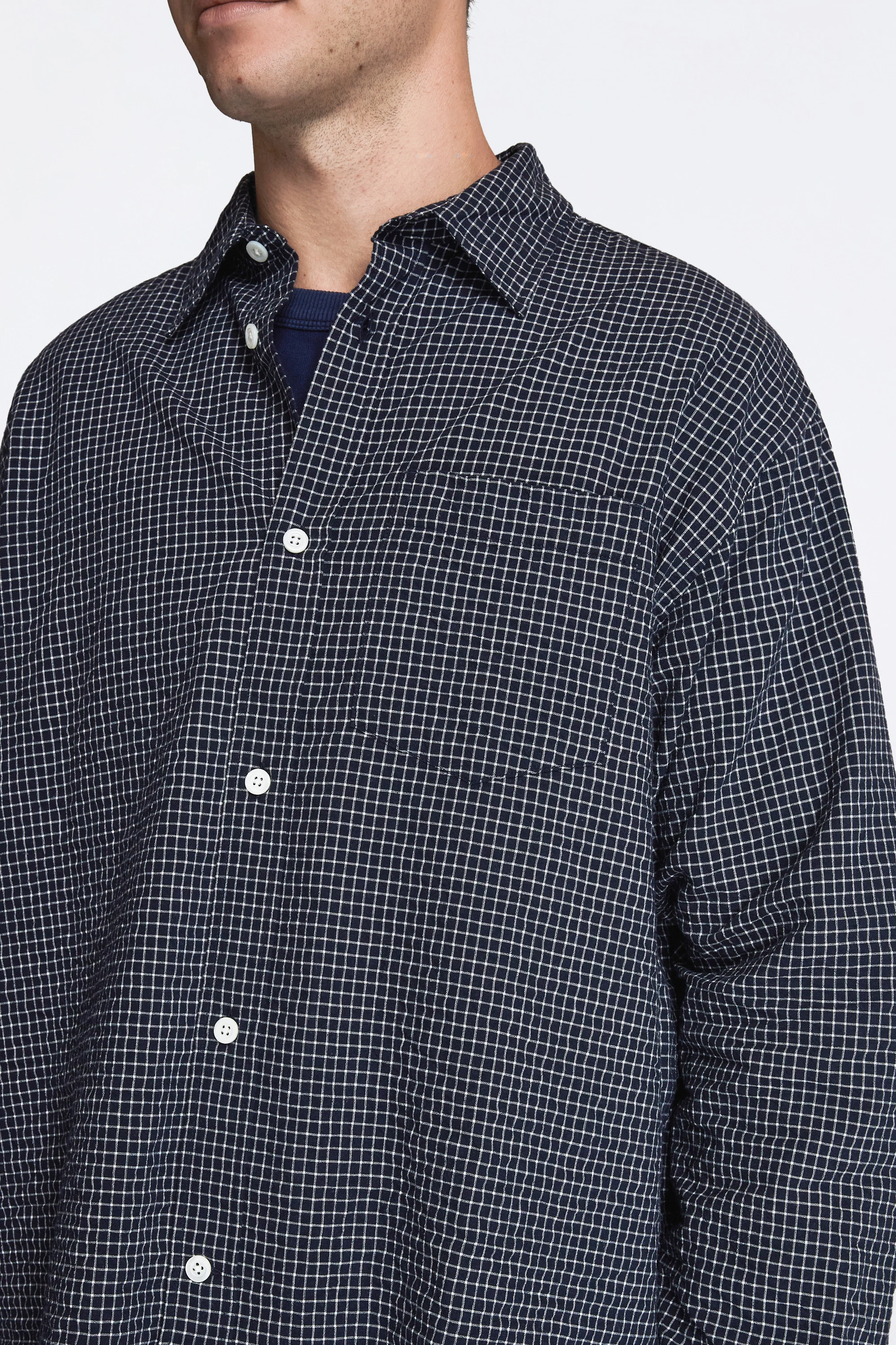 Espevik Check Oversized Shirt Dark Navy - Image 3