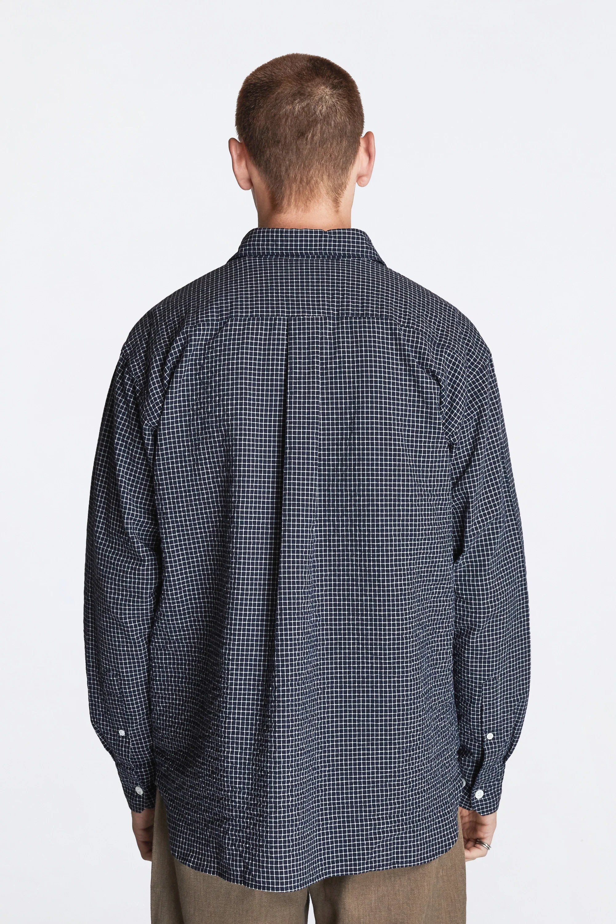 Espevik Check Oversized Shirt Dark Navy - Image 4