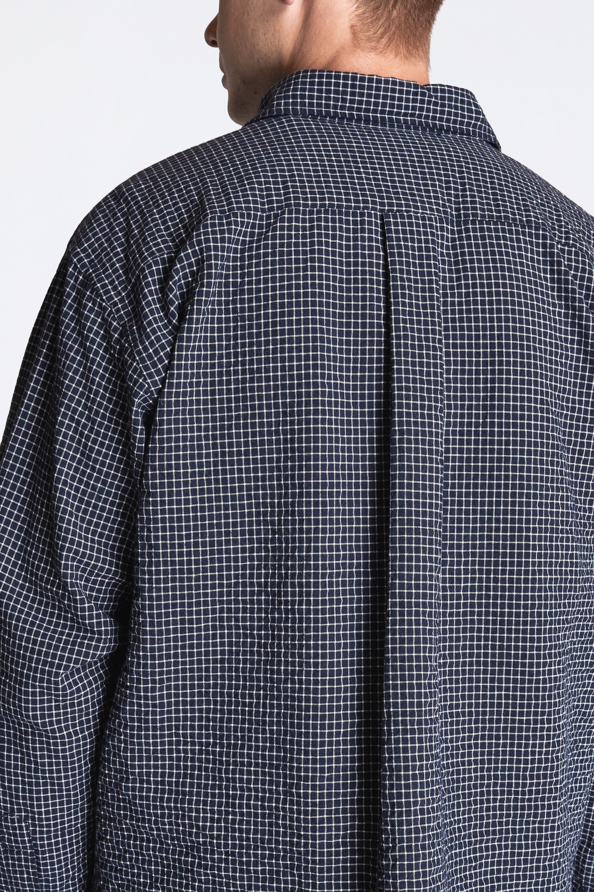Espevik Check Oversized Shirt Dark Navy - Image 5