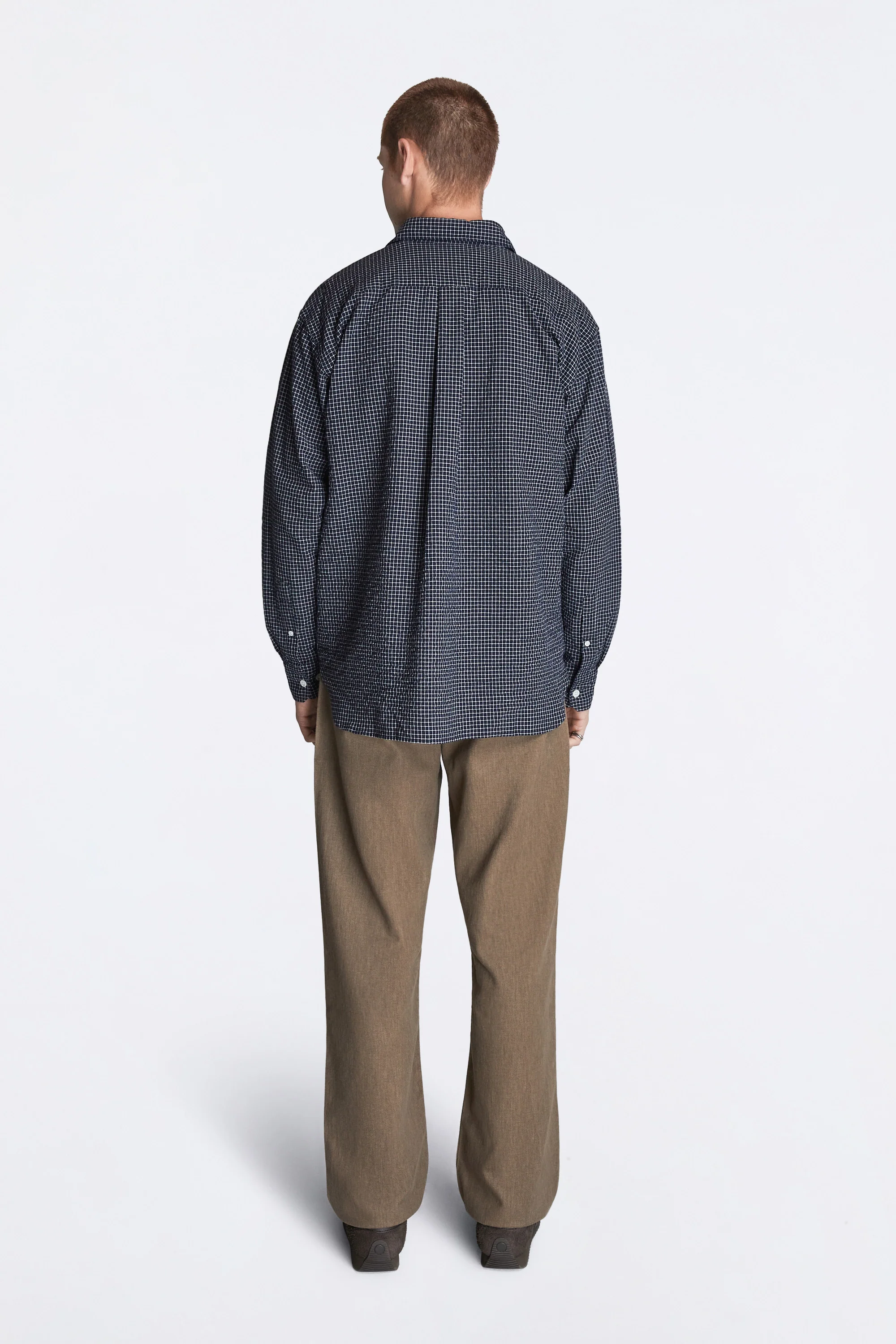 Espevik Check Oversized Shirt Dark Navy - Image 6