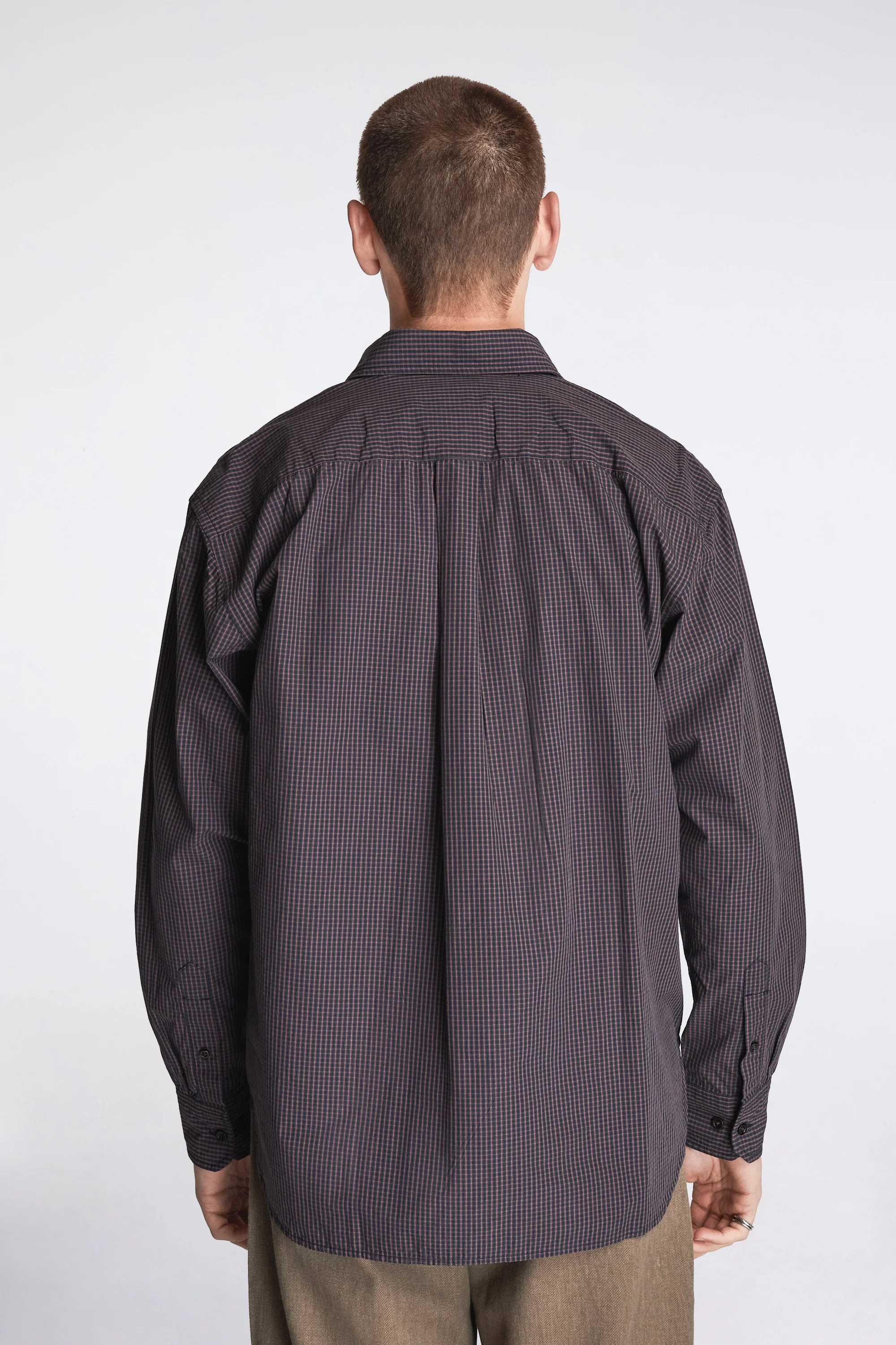 Espevik Oversize Poplin Check Shirt Dark Navy Check - Image 4