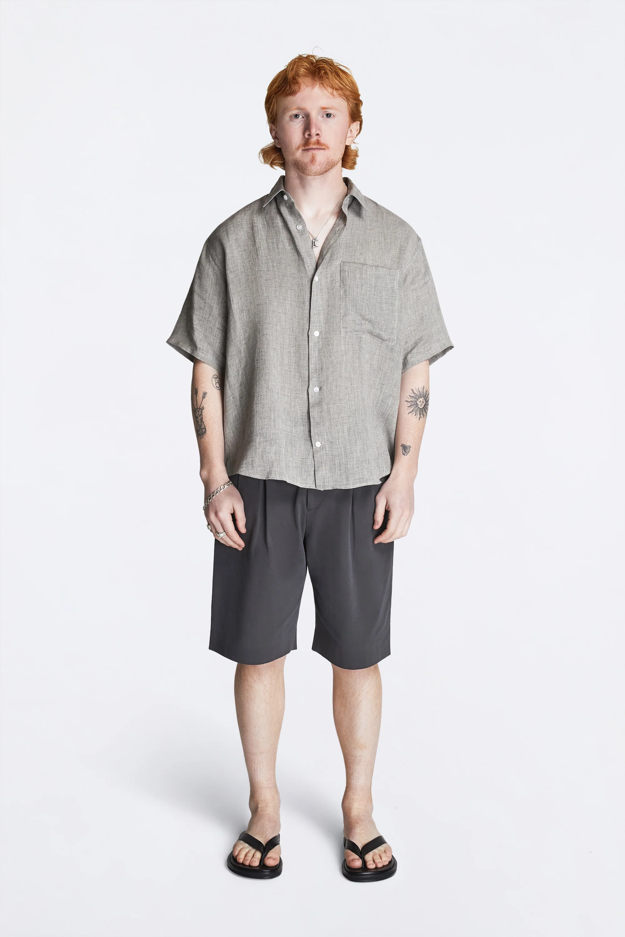 Eternal SS Shirt Linen Mesh Grey Mix - Image 2