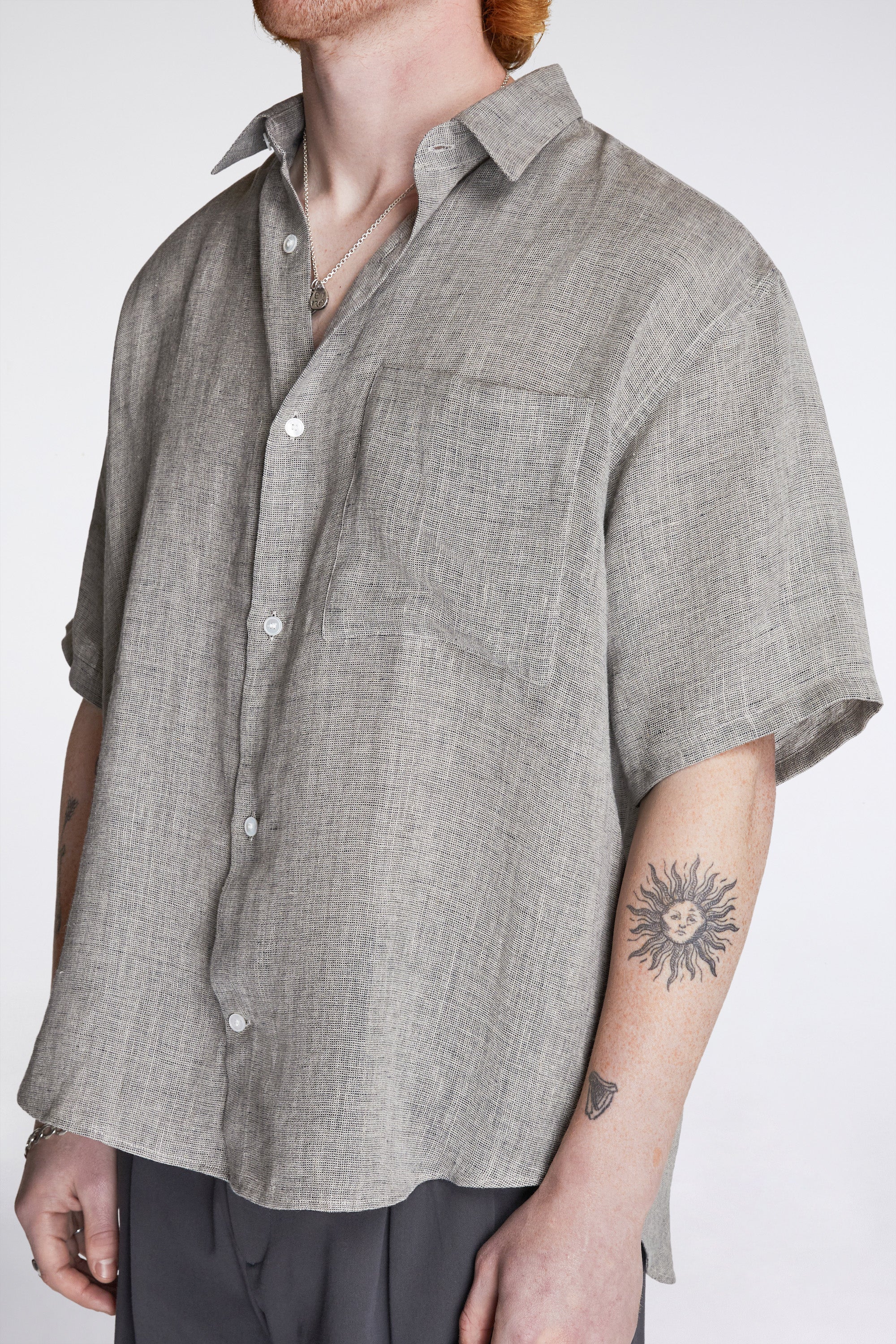 Eternal SS Shirt Linen Mesh Grey Mix - Image 3