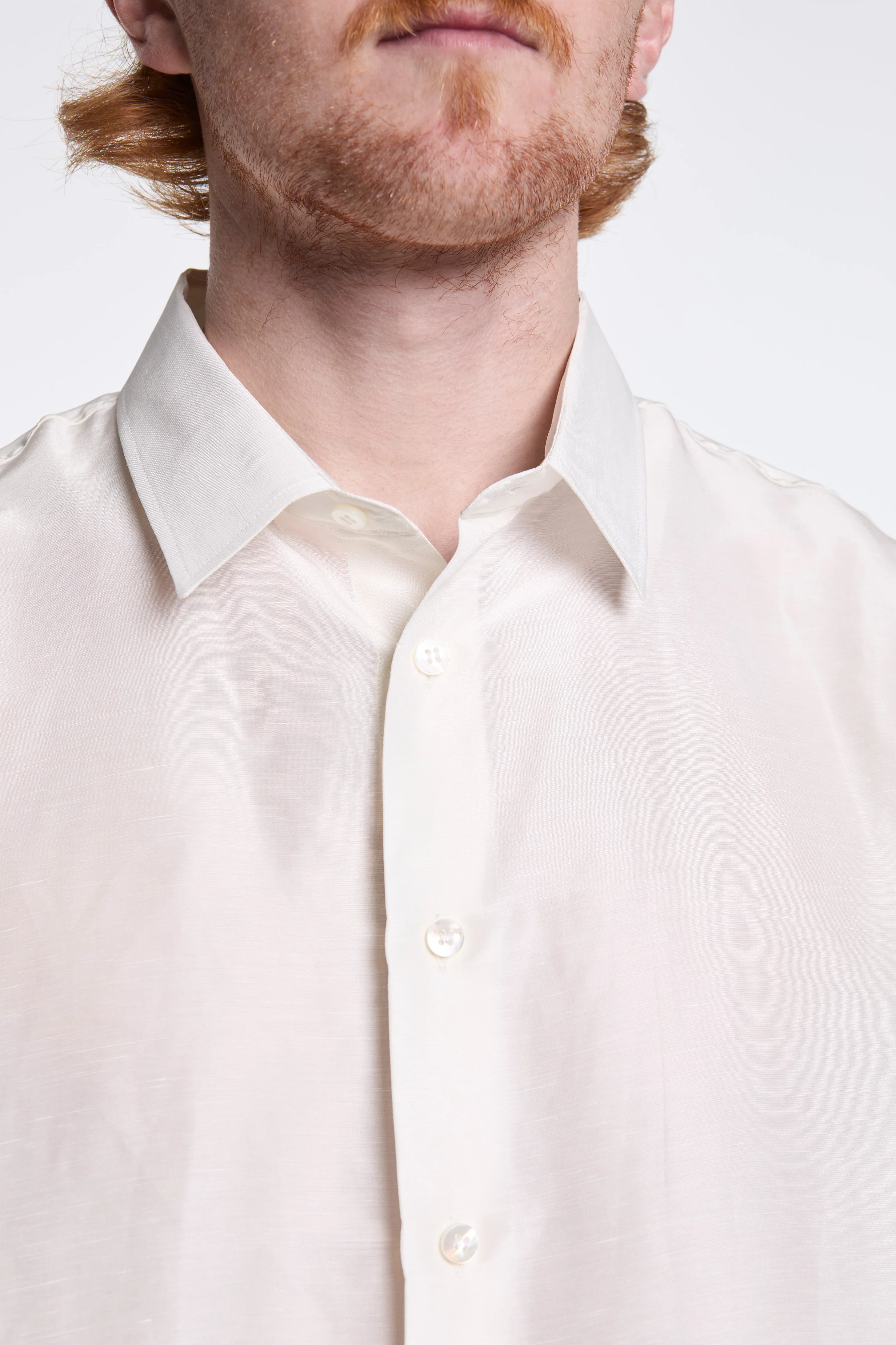 Field Silk Linen Shirt Ivory - Image 3