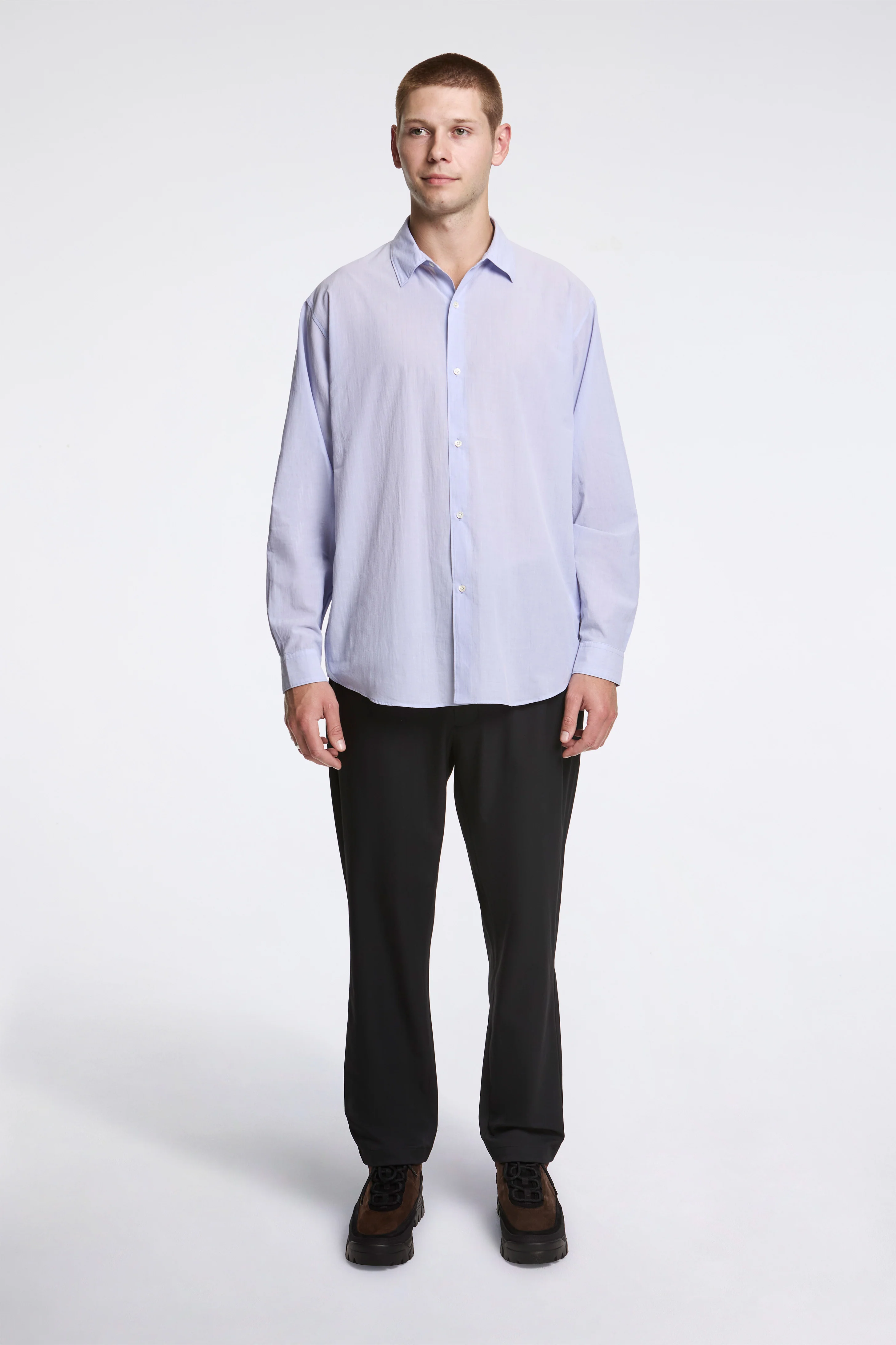 Fine Cotton Seersucker Striped Shirt Sax - Image 4