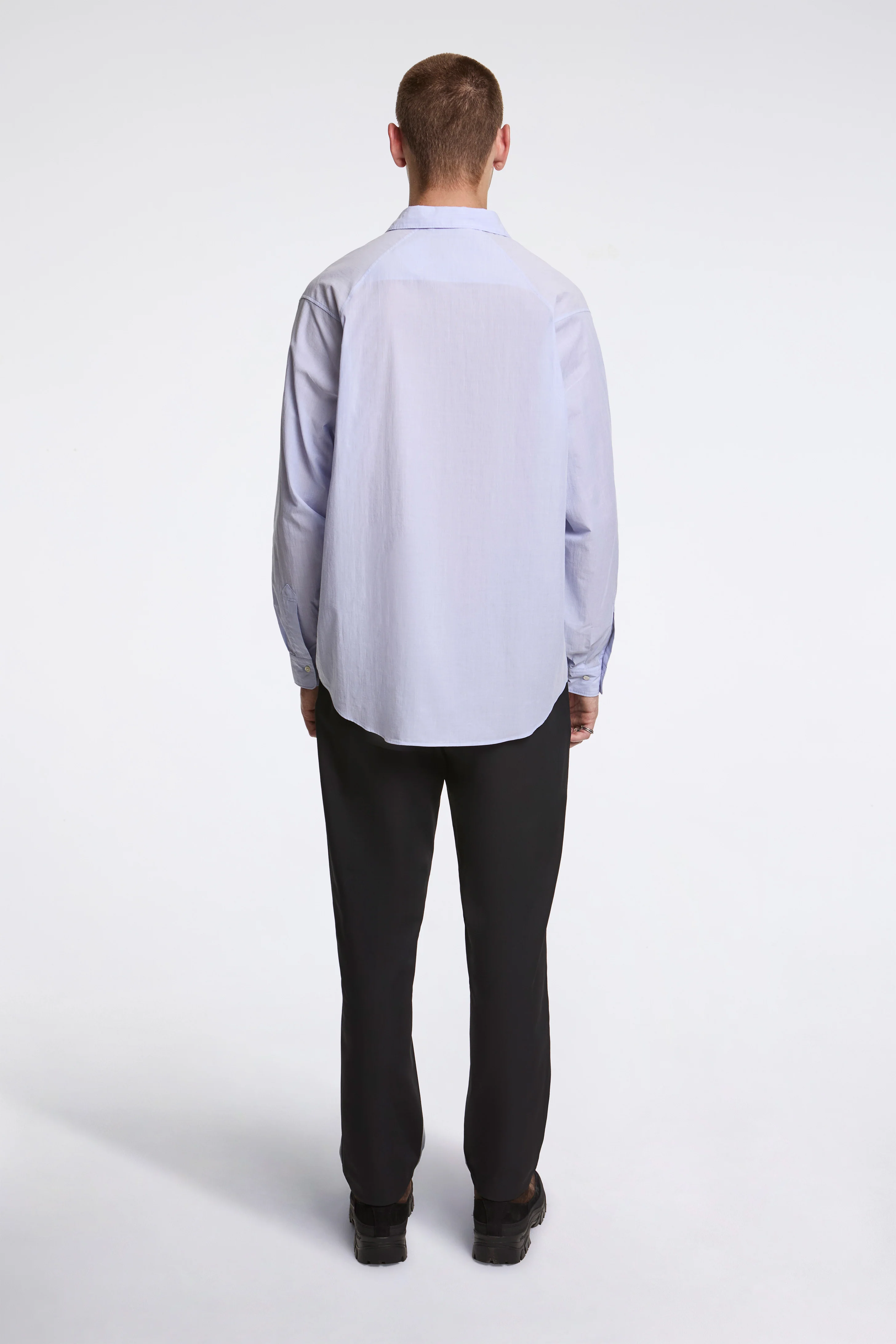 Fine Cotton Seersucker Striped Shirt Sax - Image 5
