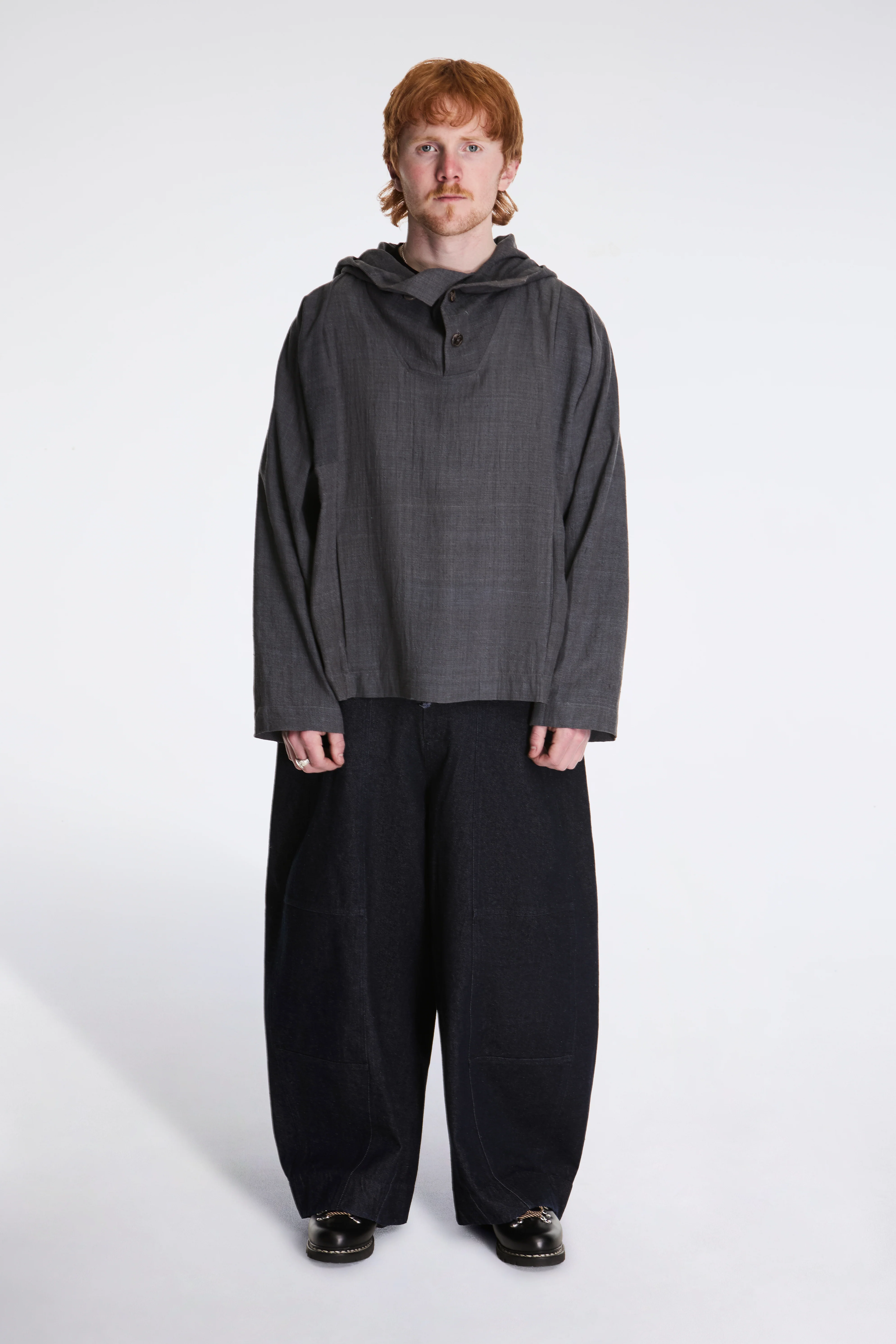 Fisherman Hoodie Handwoven Indigo & Iron Dyed - Image 2