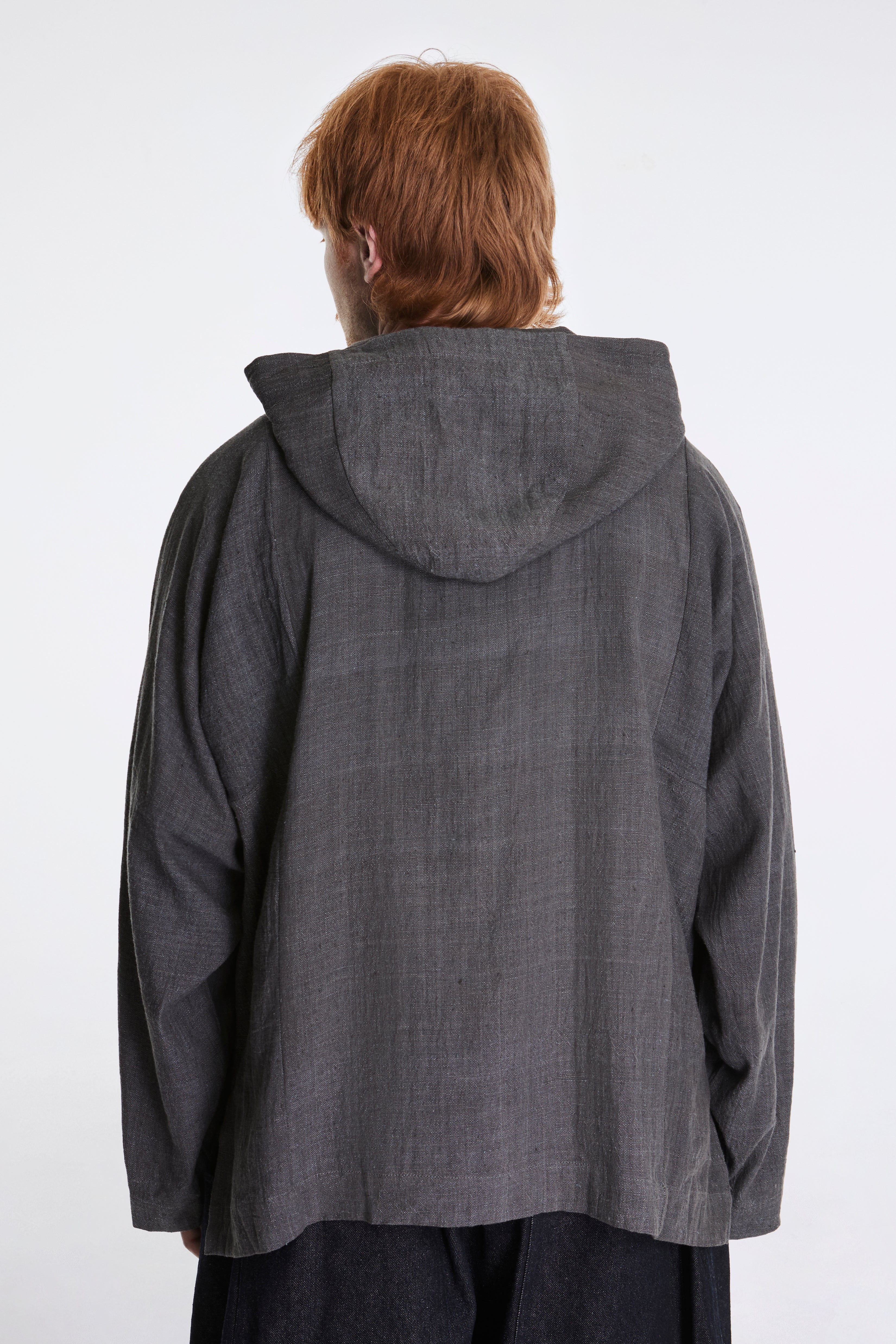 Fisherman Hoodie Handwoven Indigo & Iron Dyed - Image 4