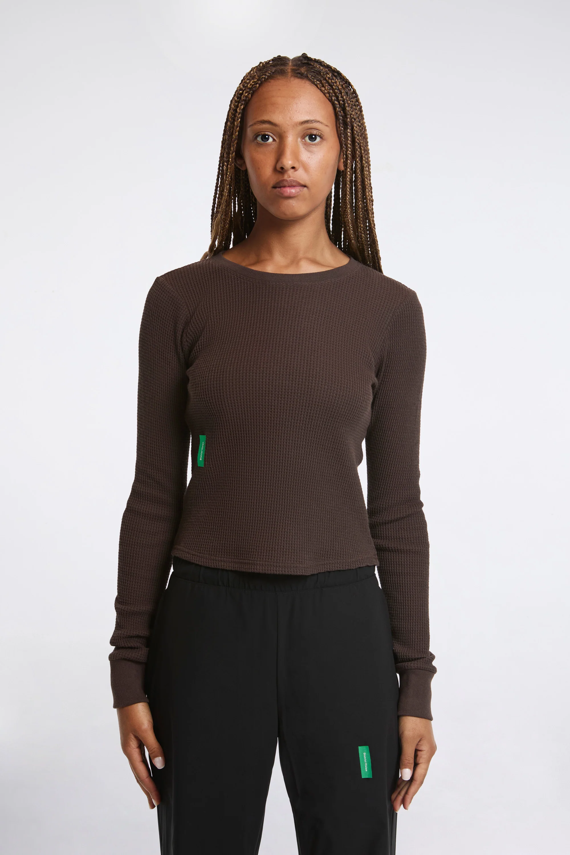 Fitted Long Sleeve Waffle T-Shirt Umber - Image 2