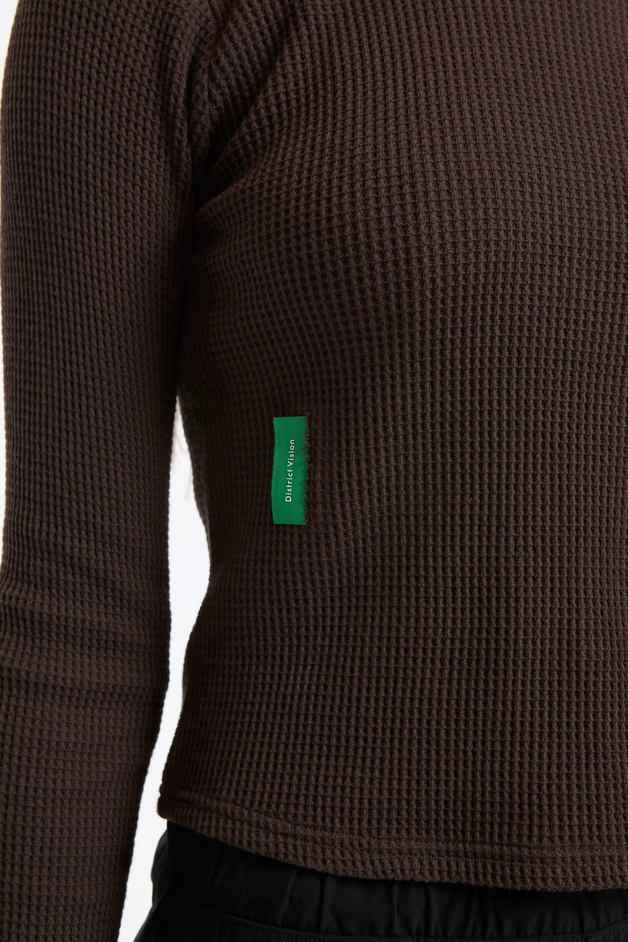 Fitted Long Sleeve Waffle T-Shirt Umber - Image 3