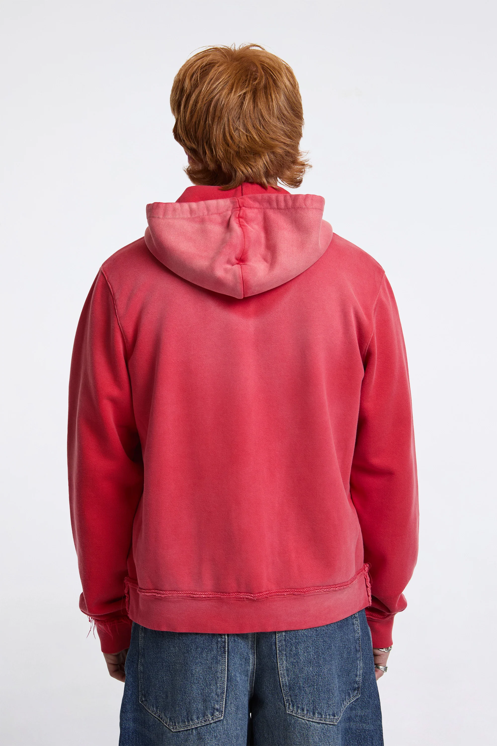 Fitted Zip Hoodie Red Sunfade - Image 5