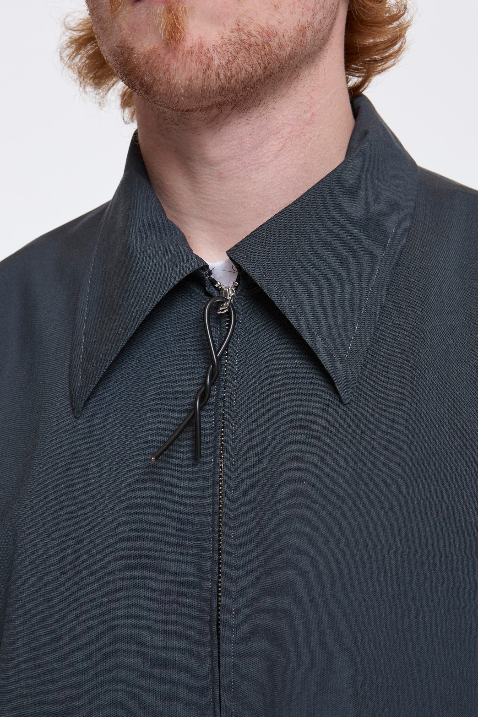 Fitted Zip Jacket Petrol - Image 3