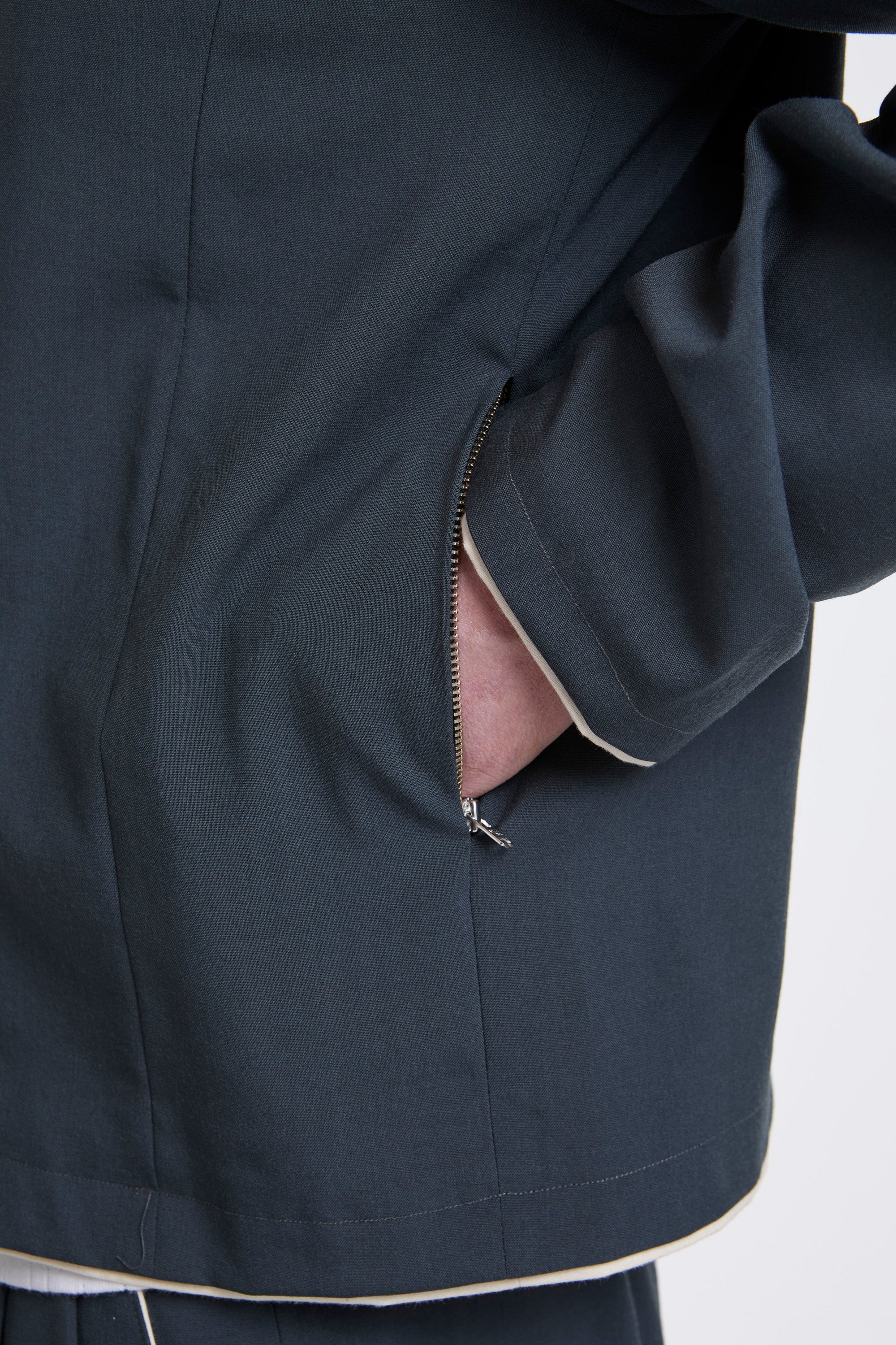 Fitted Zip Jacket Petrol - Image 4