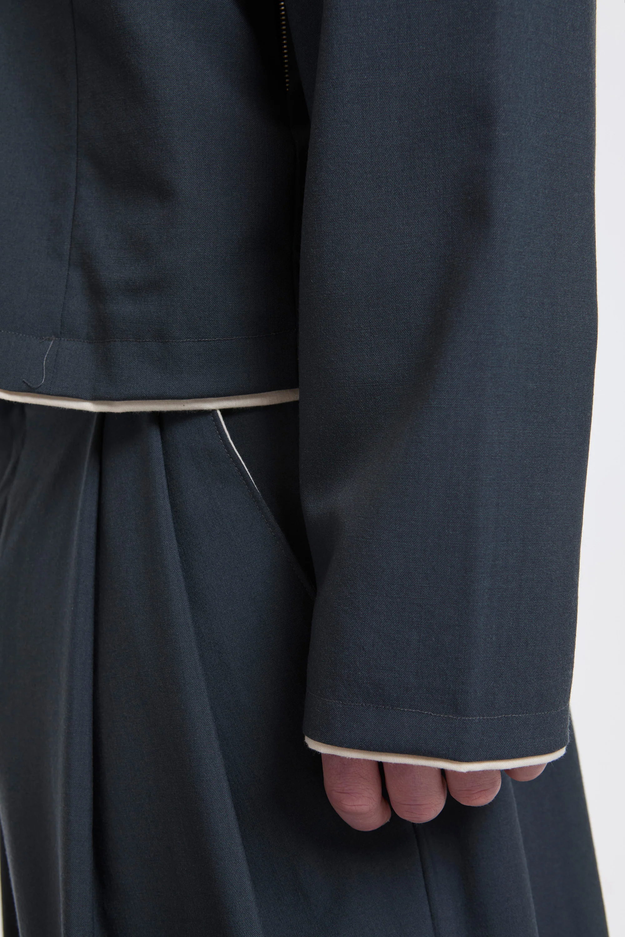 Fitted Zip Jacket Petrol - Image 5