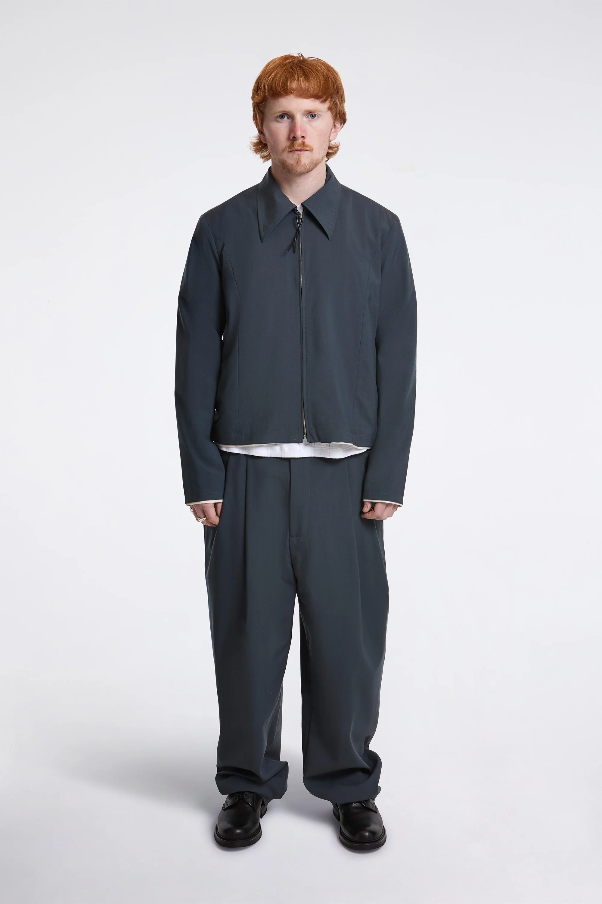 Fitted Zip Jacket Petrol - Image 6