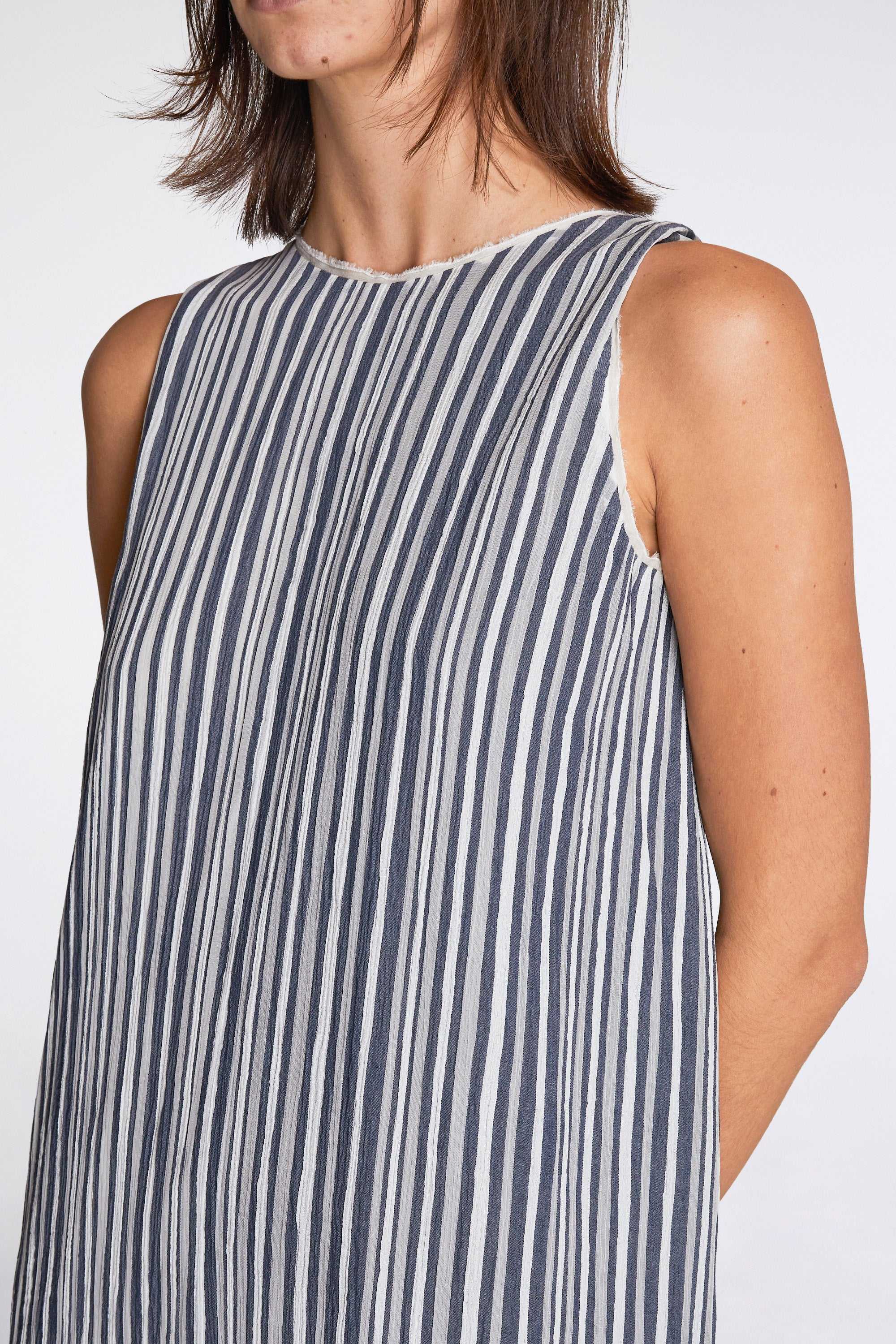 Fringed Temple Dress Cloud Stripe Navy - Image 3