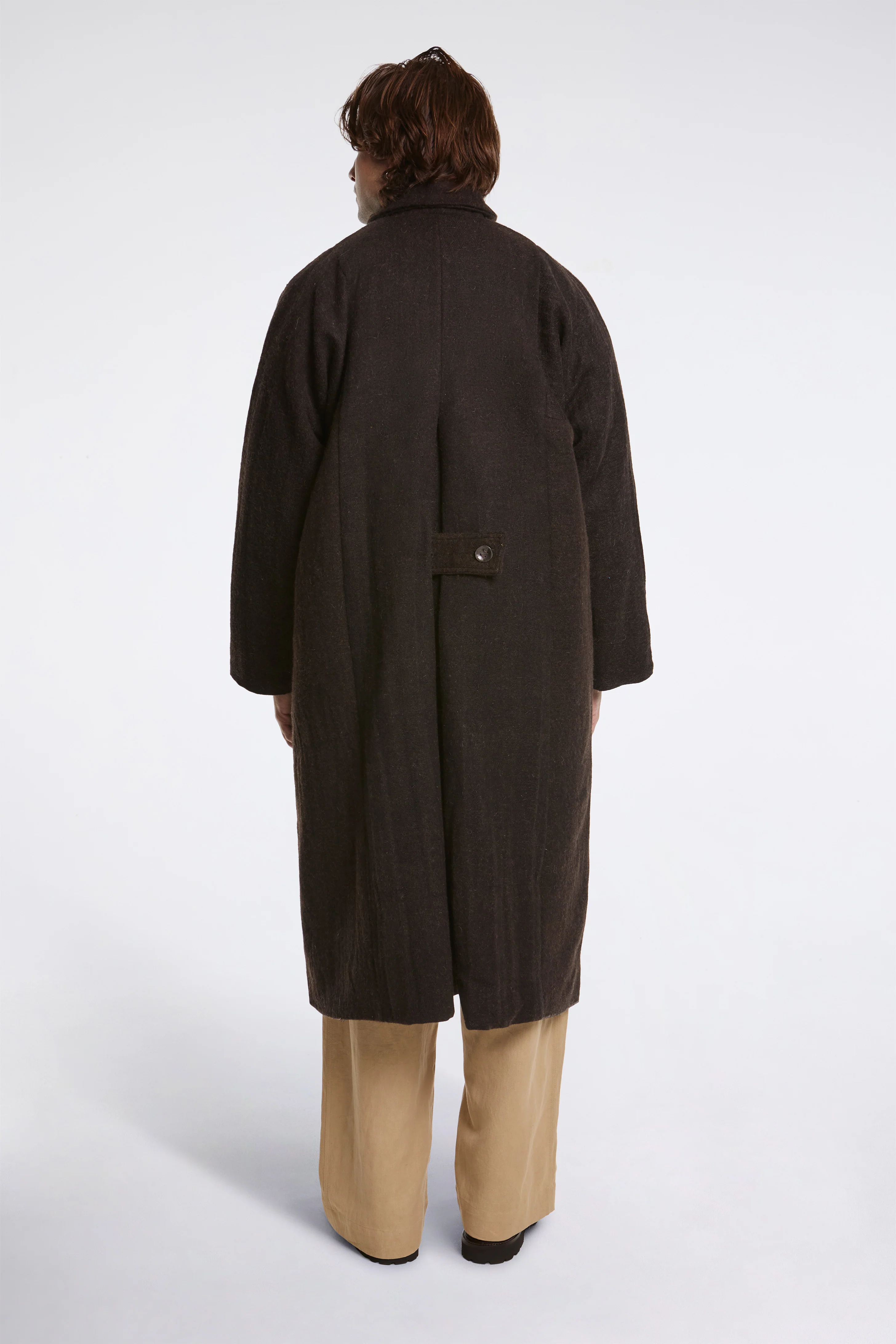 Farmer Coat Yak Wool Blend Black Brown - Image 2