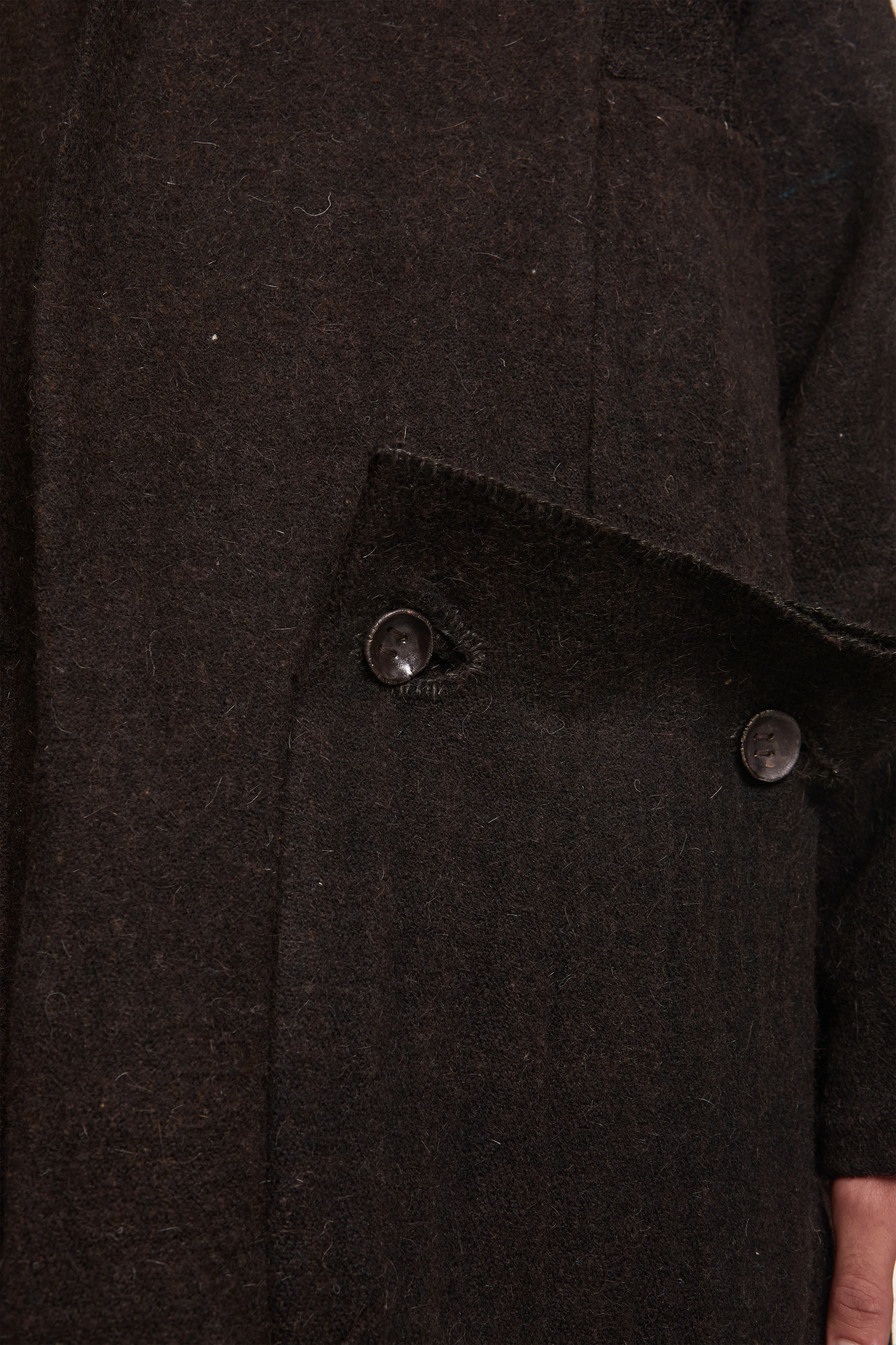 Farmer Coat Yak Wool Blend Black Brown - Image 6