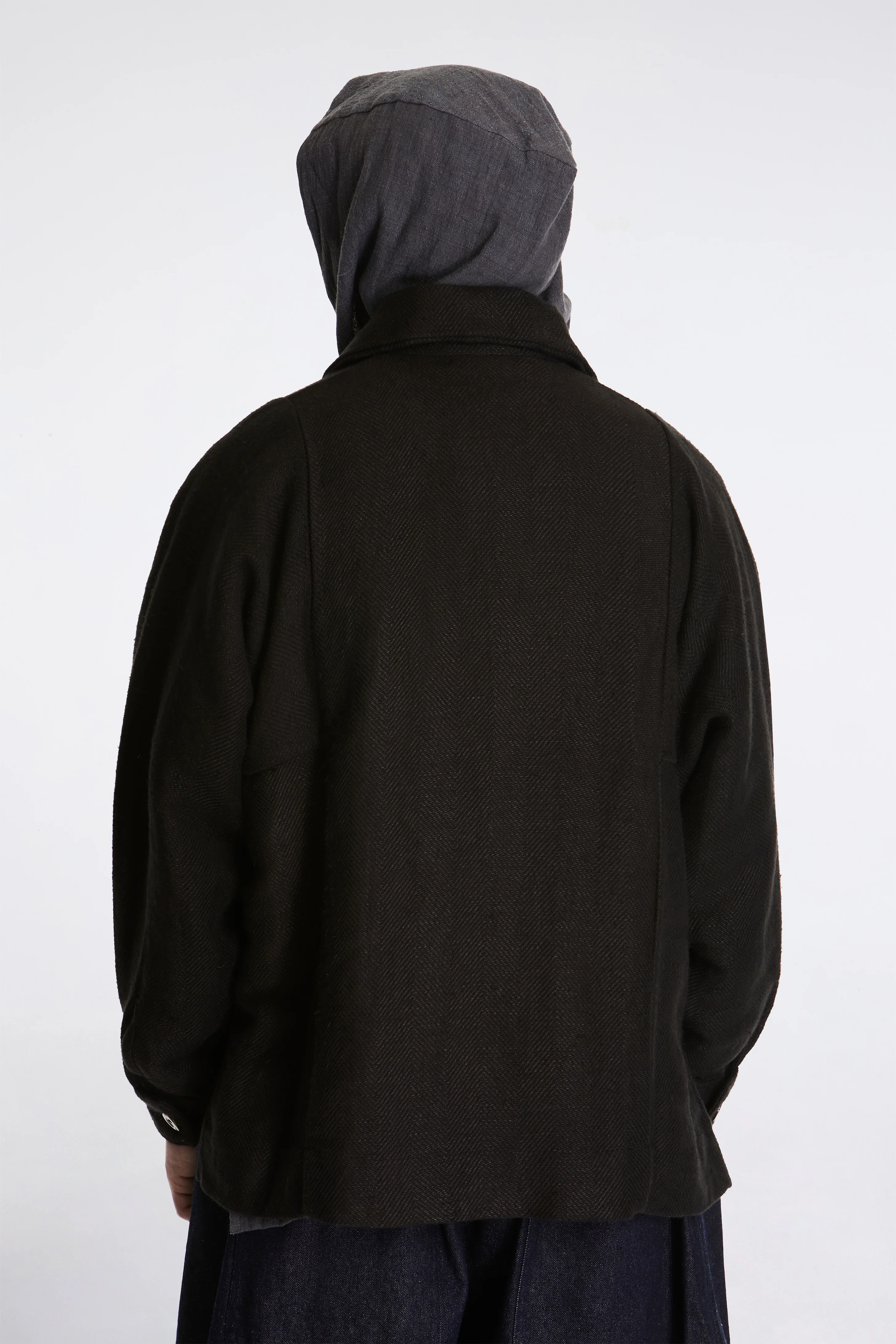 Farmer Jacket Handwoven Organic Cotton Black - Image 2